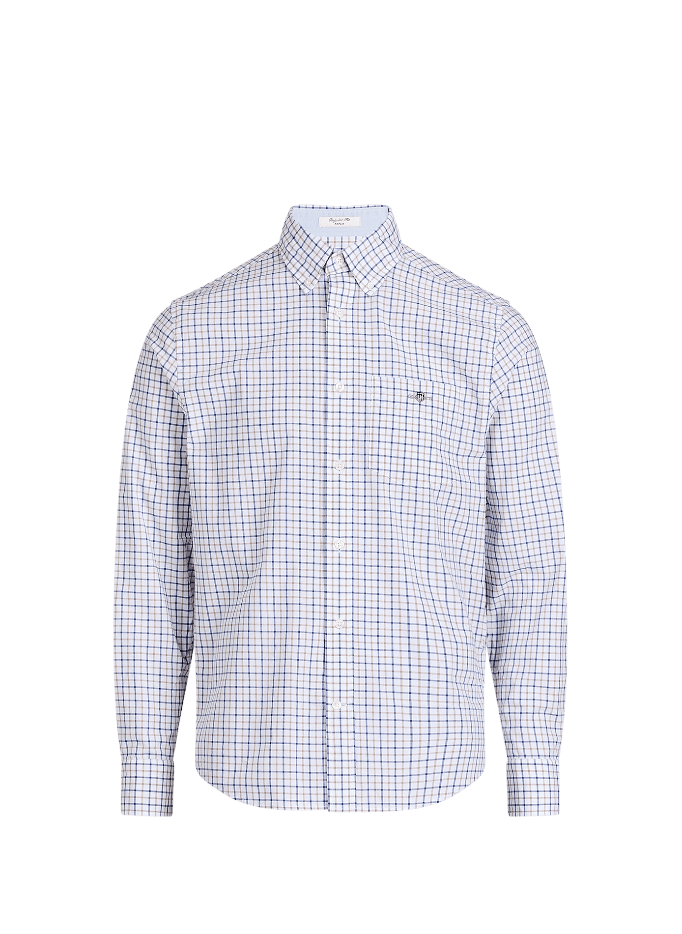 Chemise col américain à carreaux en coton GANT Beige