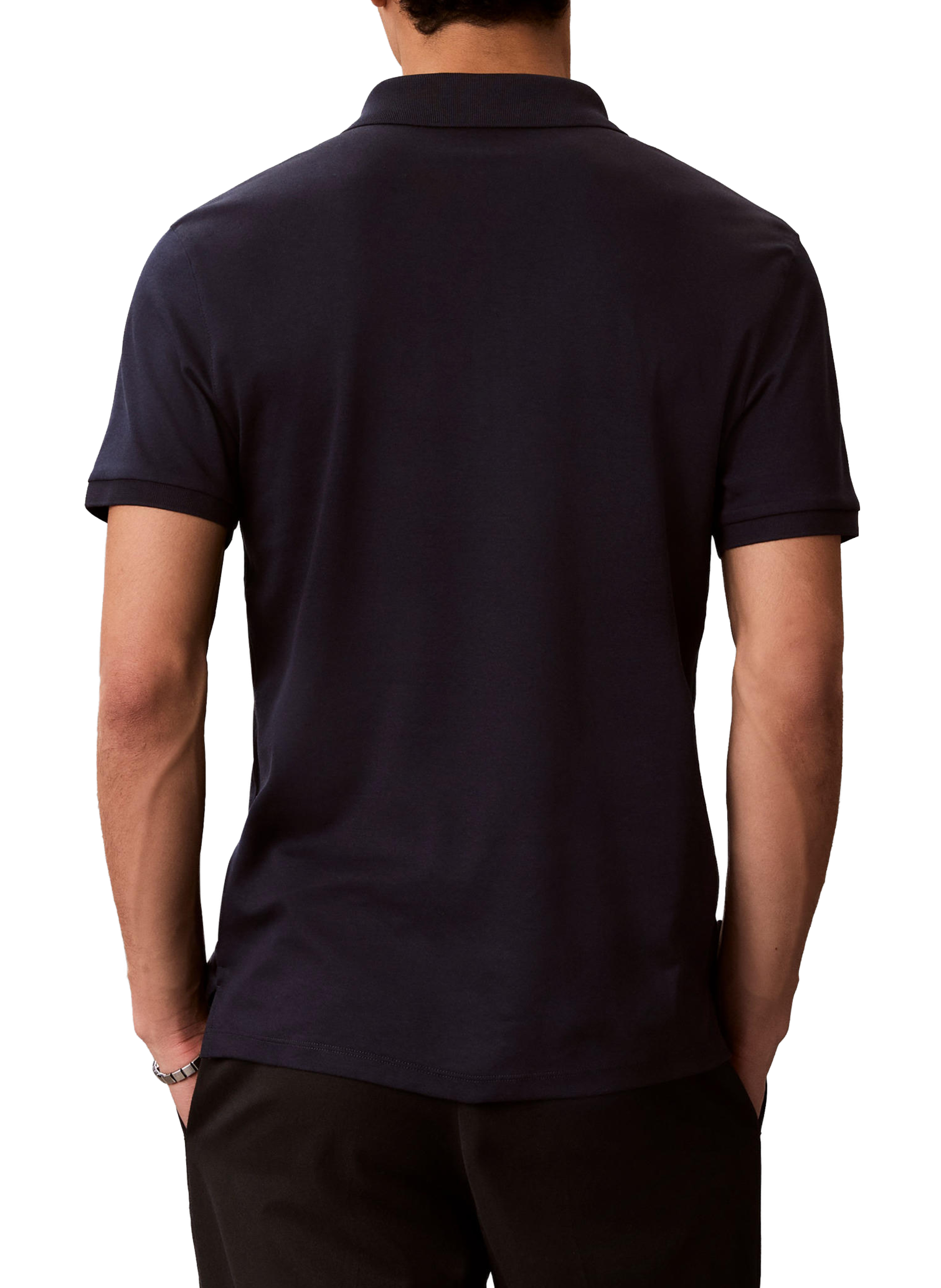 Straight polo with zip collar in cotton CALVIN KLEIN Blue