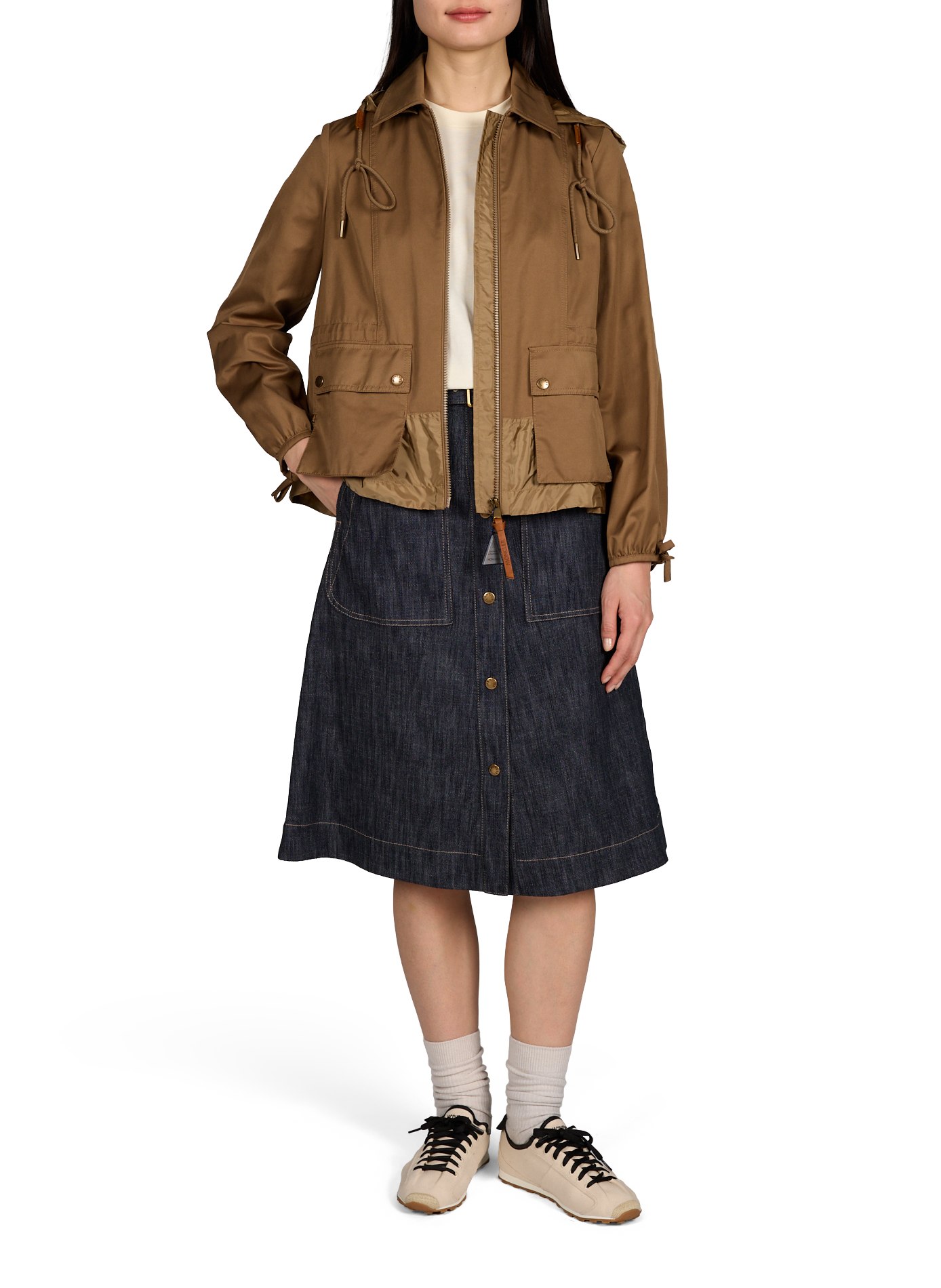 Jupe midi en denim MONCLER Bleu