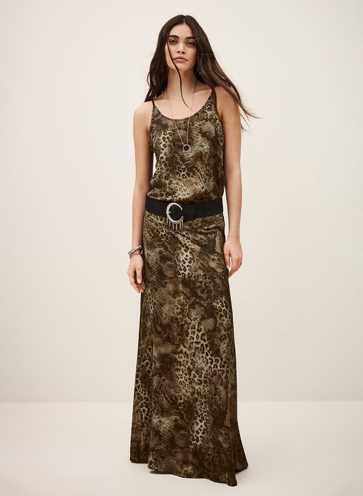 Jupe longue imprimée ciria BA&SH Kaki