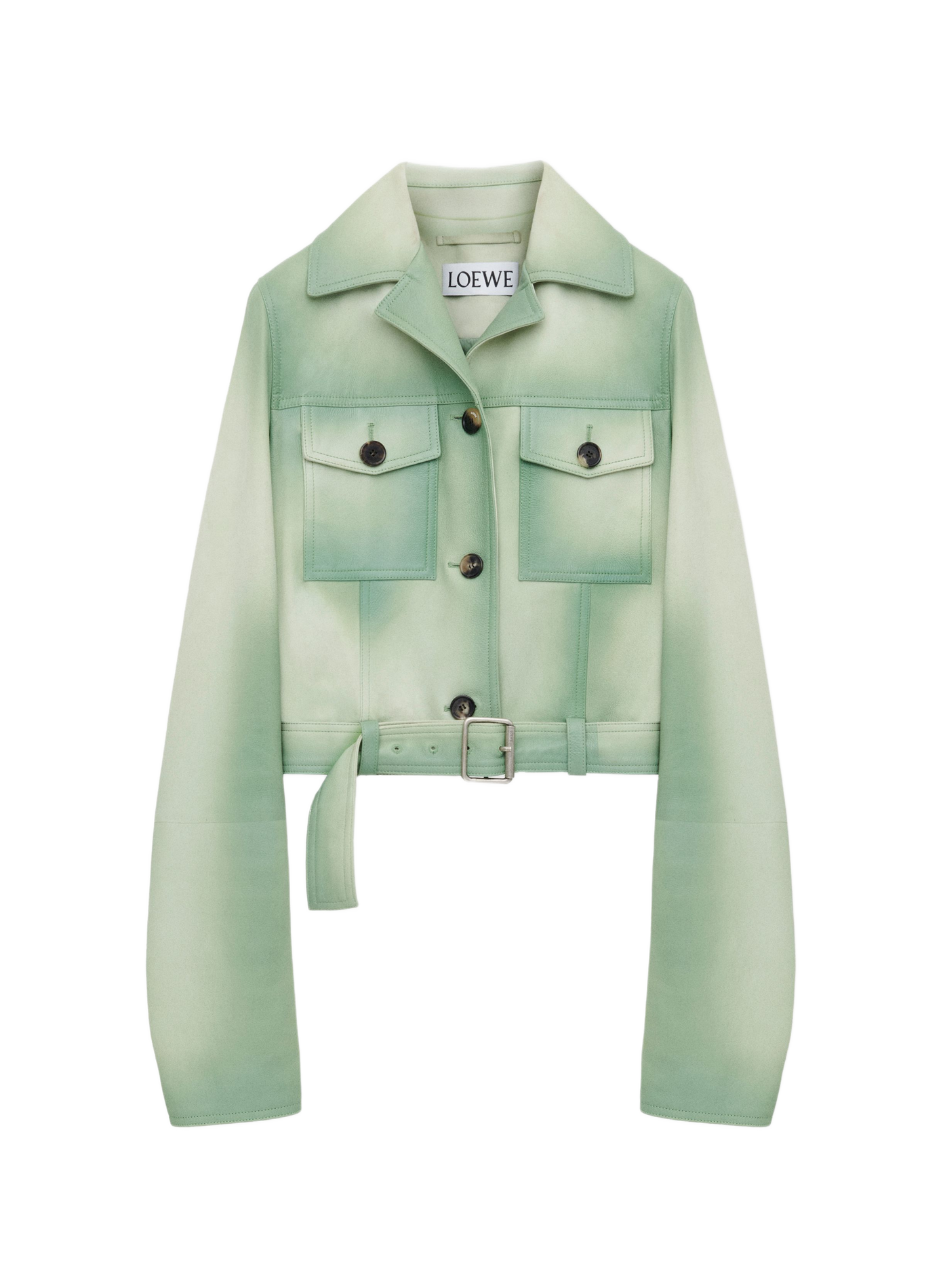 Short velvet lamb leather jacket LOEWE Green