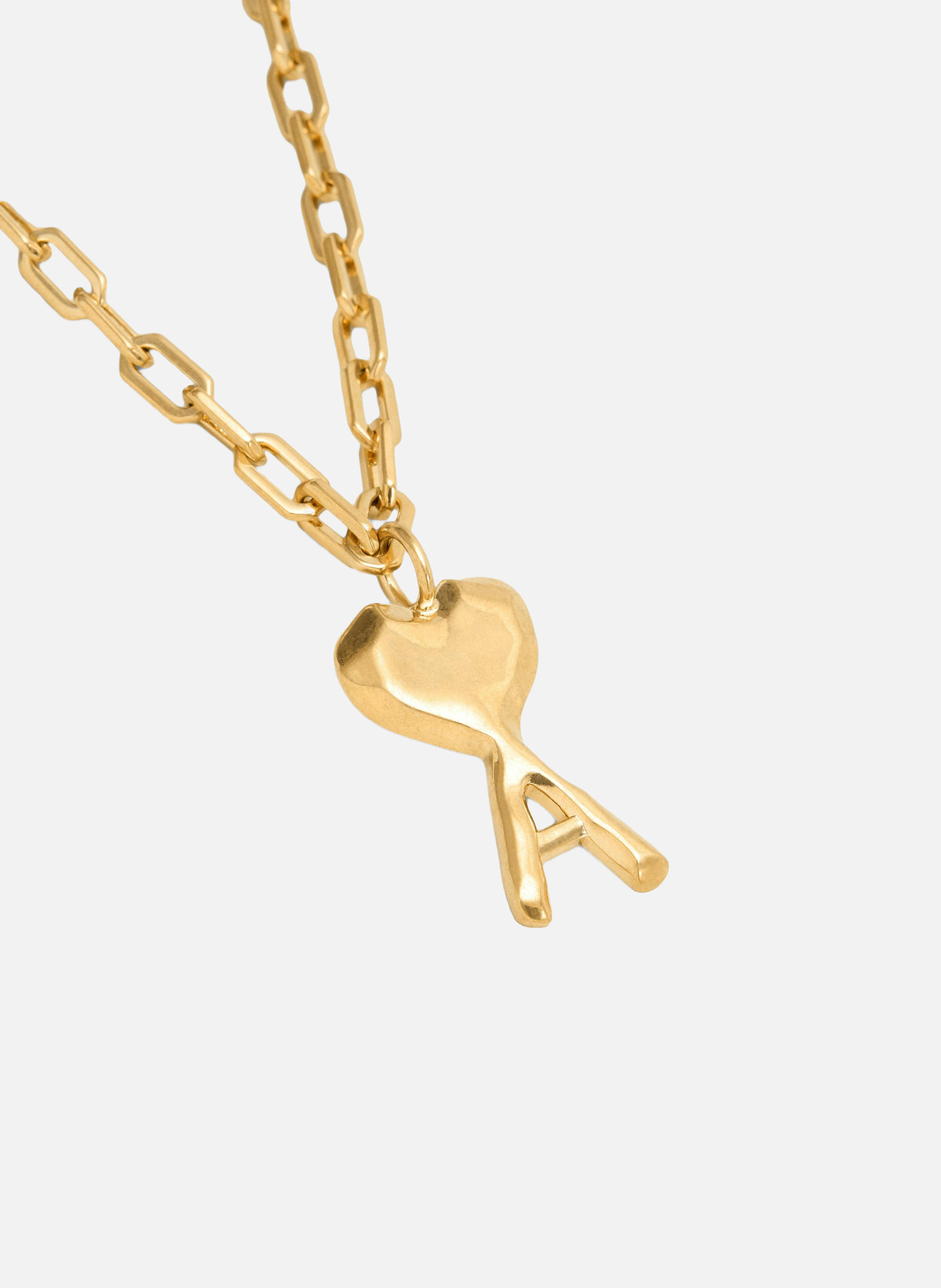 Collier ami de coeur martelelé en laiton unisexe Jaune