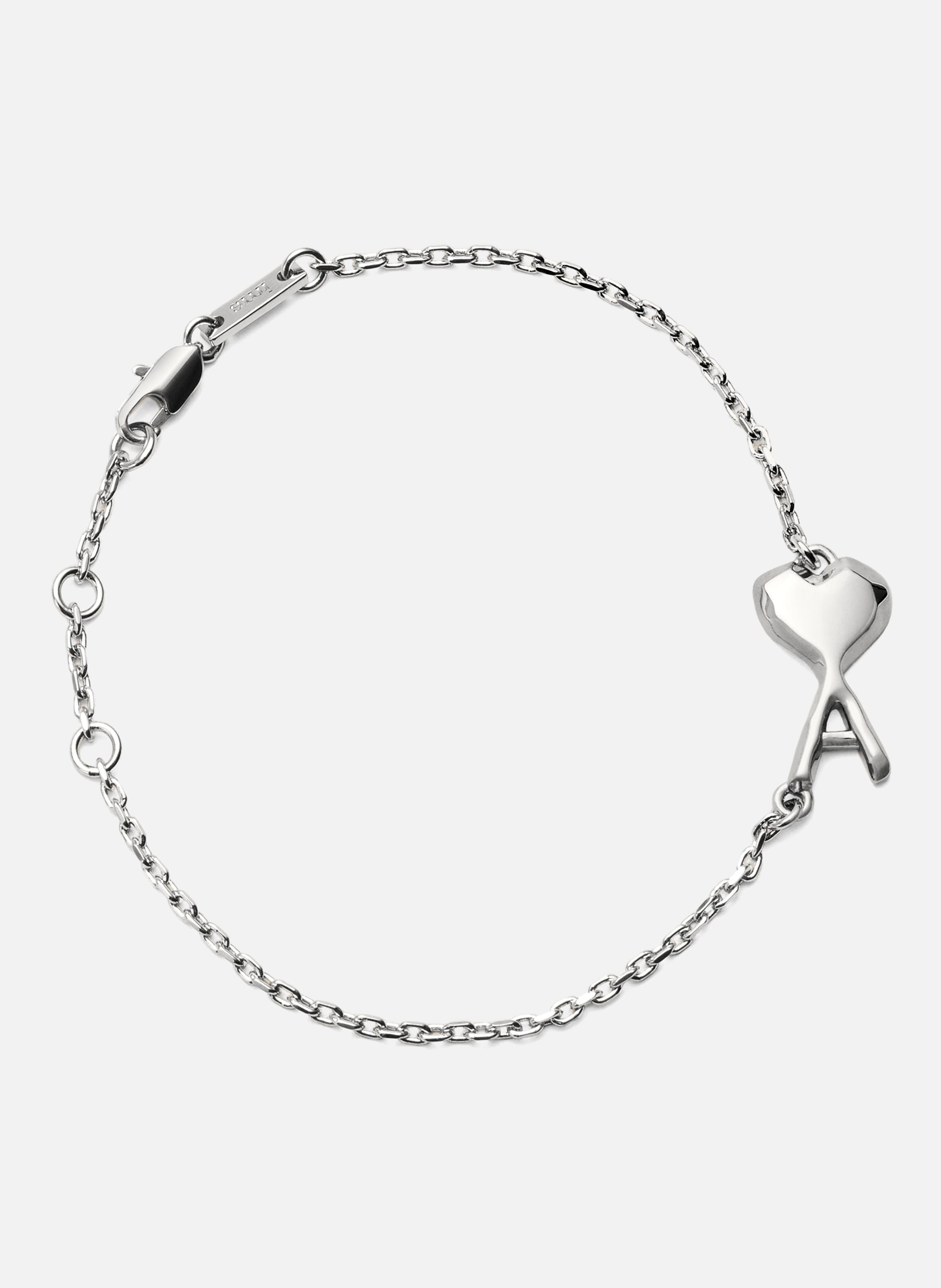 Bracelet unisexe en laiton ami de coeur martelé AMI PARIS Gris