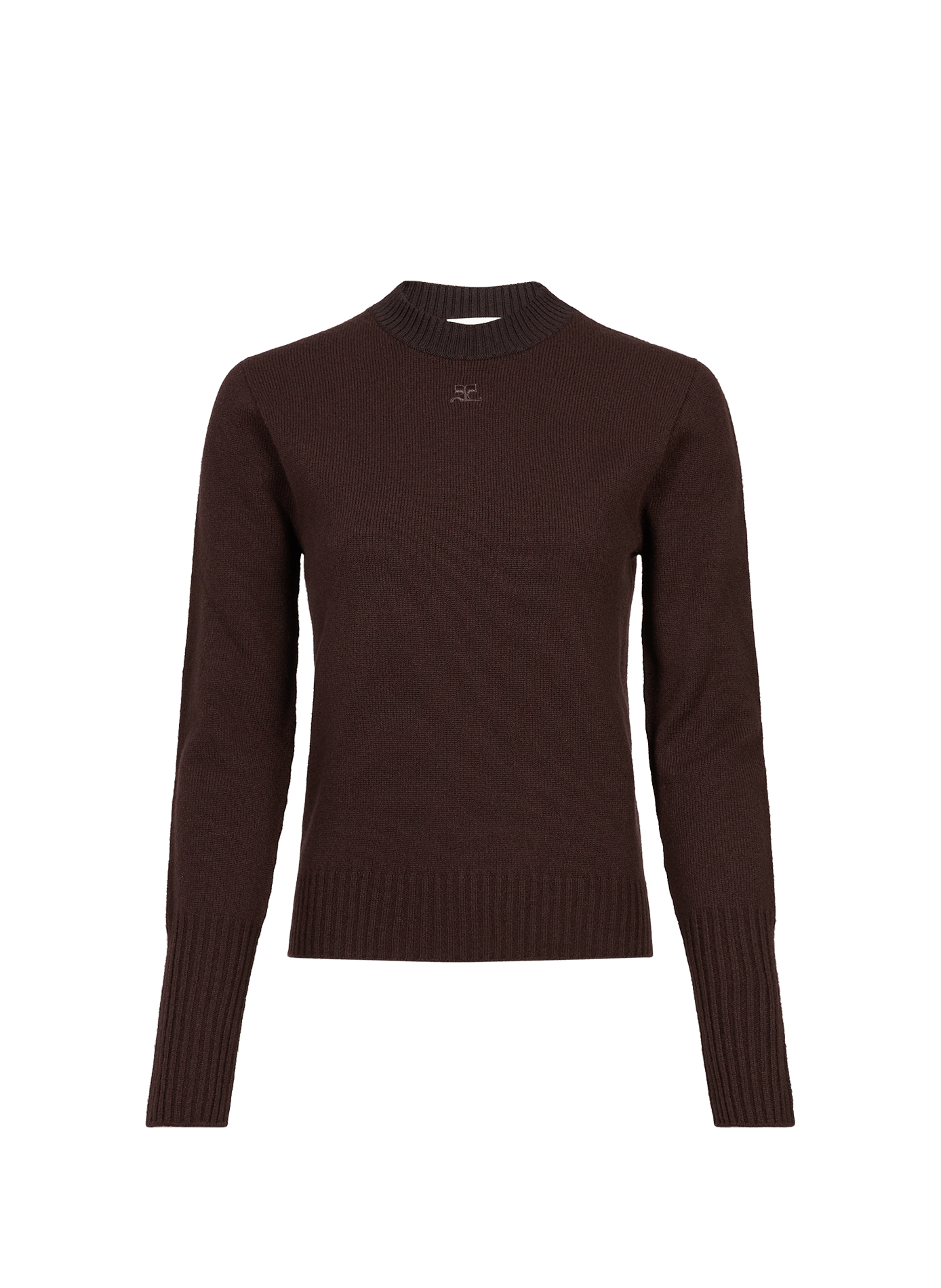 Pullover aus gerippter Wolle mit besticktem Logo COURRÈGES Rot