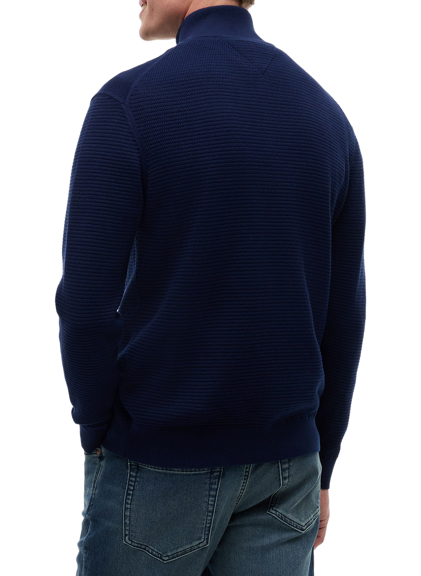 Straight cotton sweater with zip collar TOMMY HILFIGER Blue