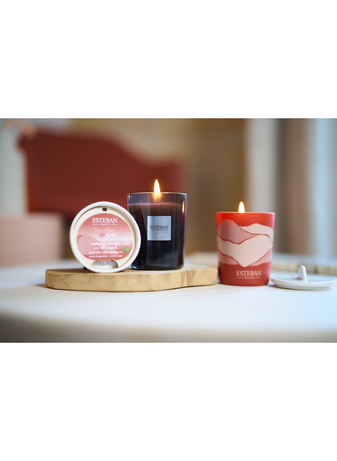 Geurkaars met navulling Terre d'Ocre Shea 180g ESTEBAN Roze