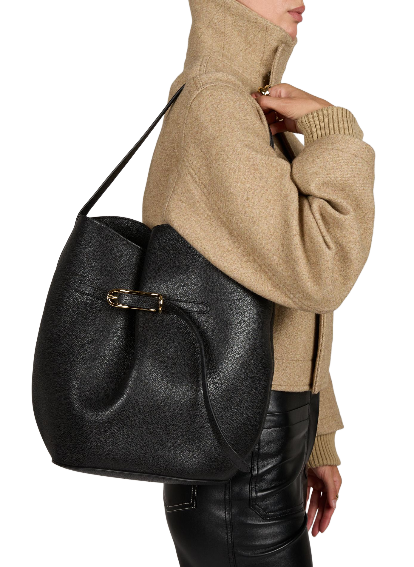 Leather shoulder bag LIFFNER Black
