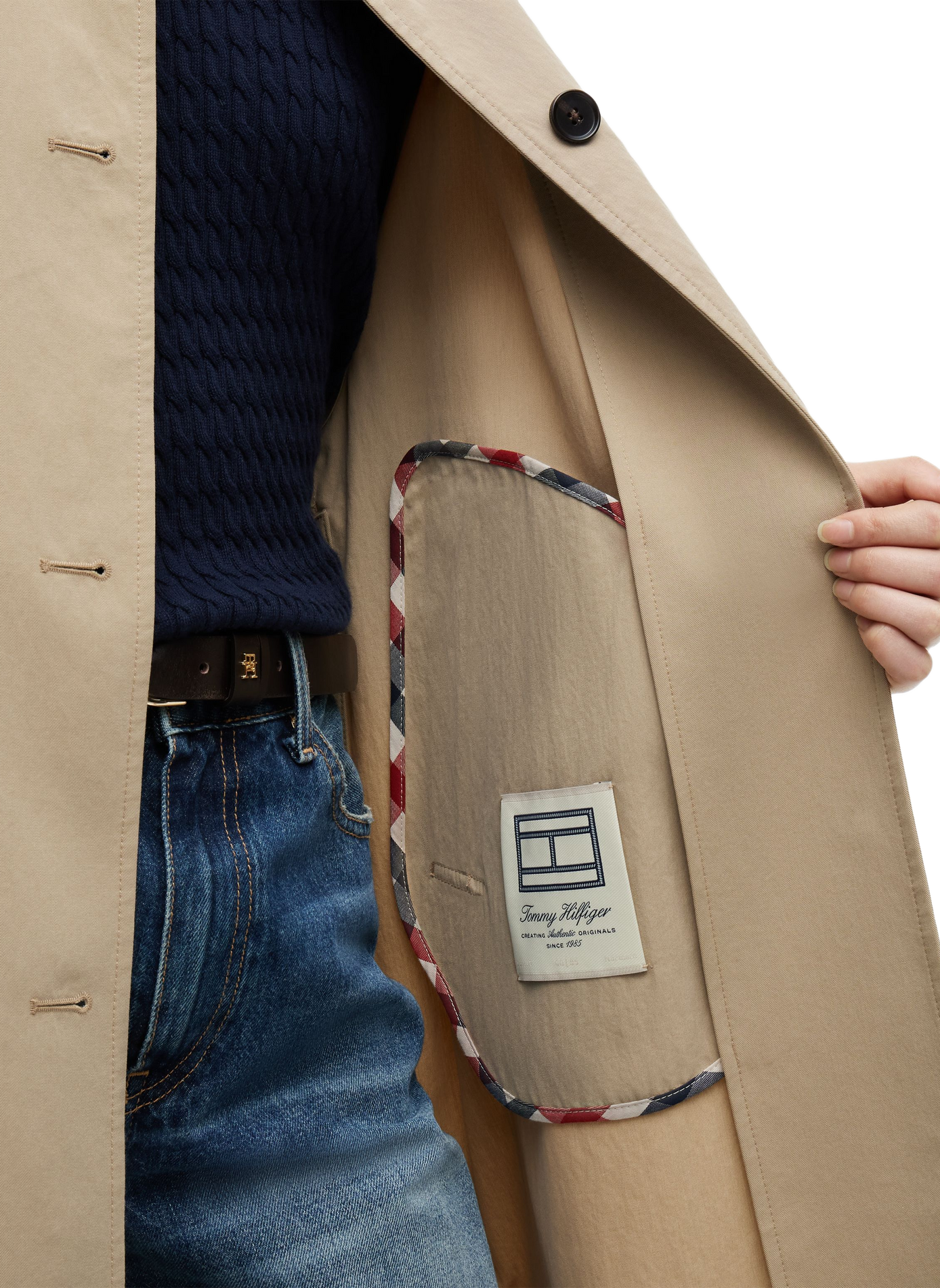 Classic collar trench coat in blended cotton TOMMY HILFIGER Beige