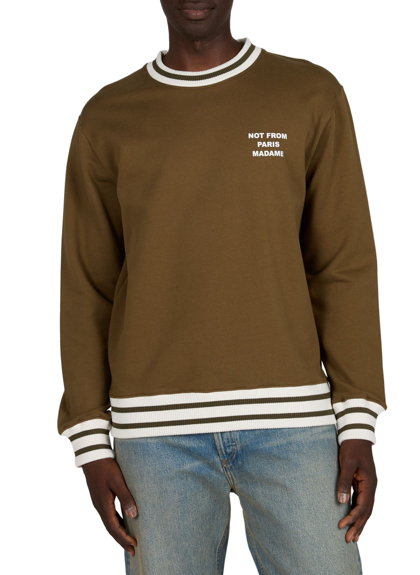 Straight logo cotton sweater DROLE DE MONSIEUR Khaki