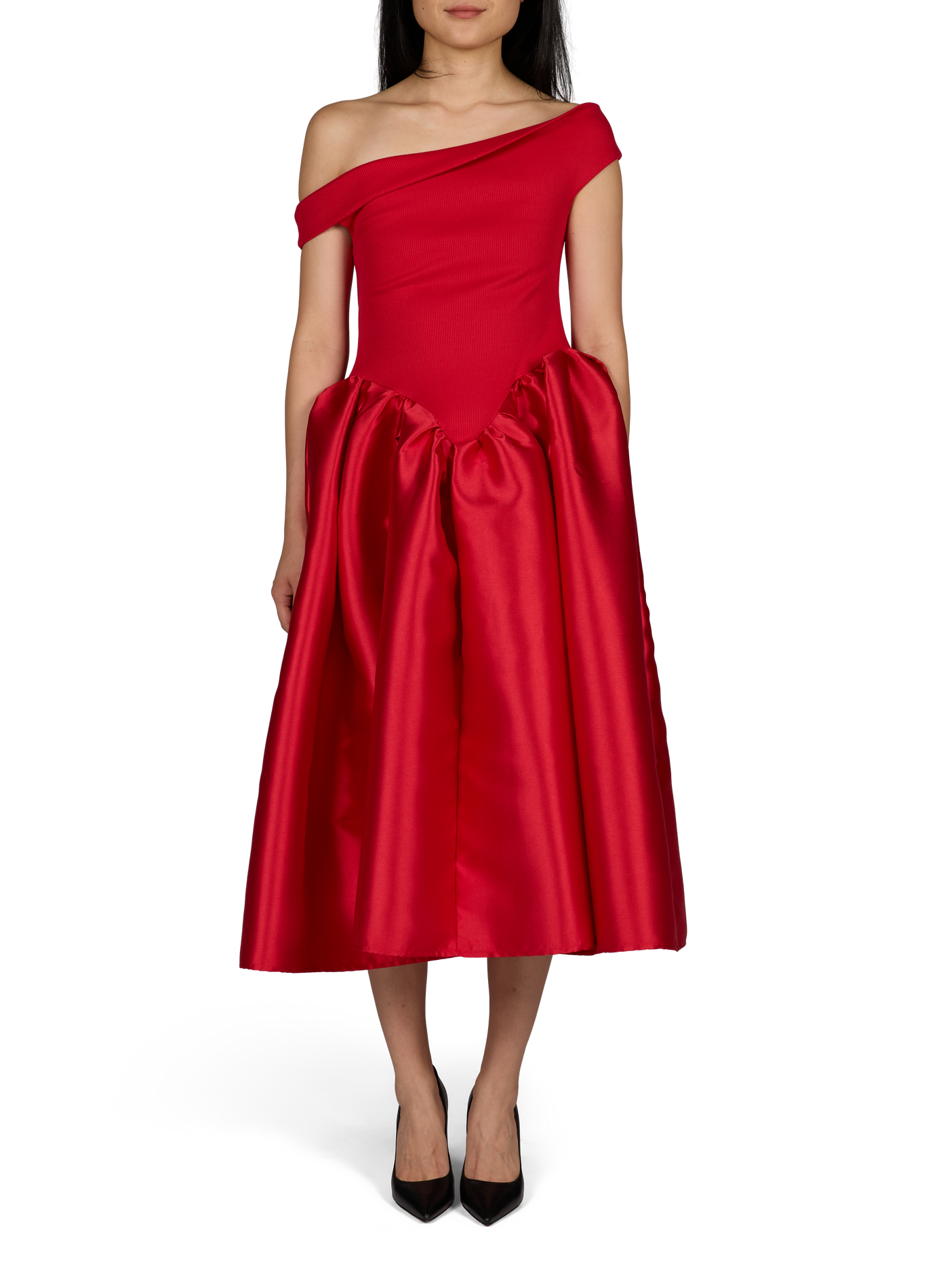 Robe longue évasée en coton mélangé MARQUES ALMEIDA Rouge