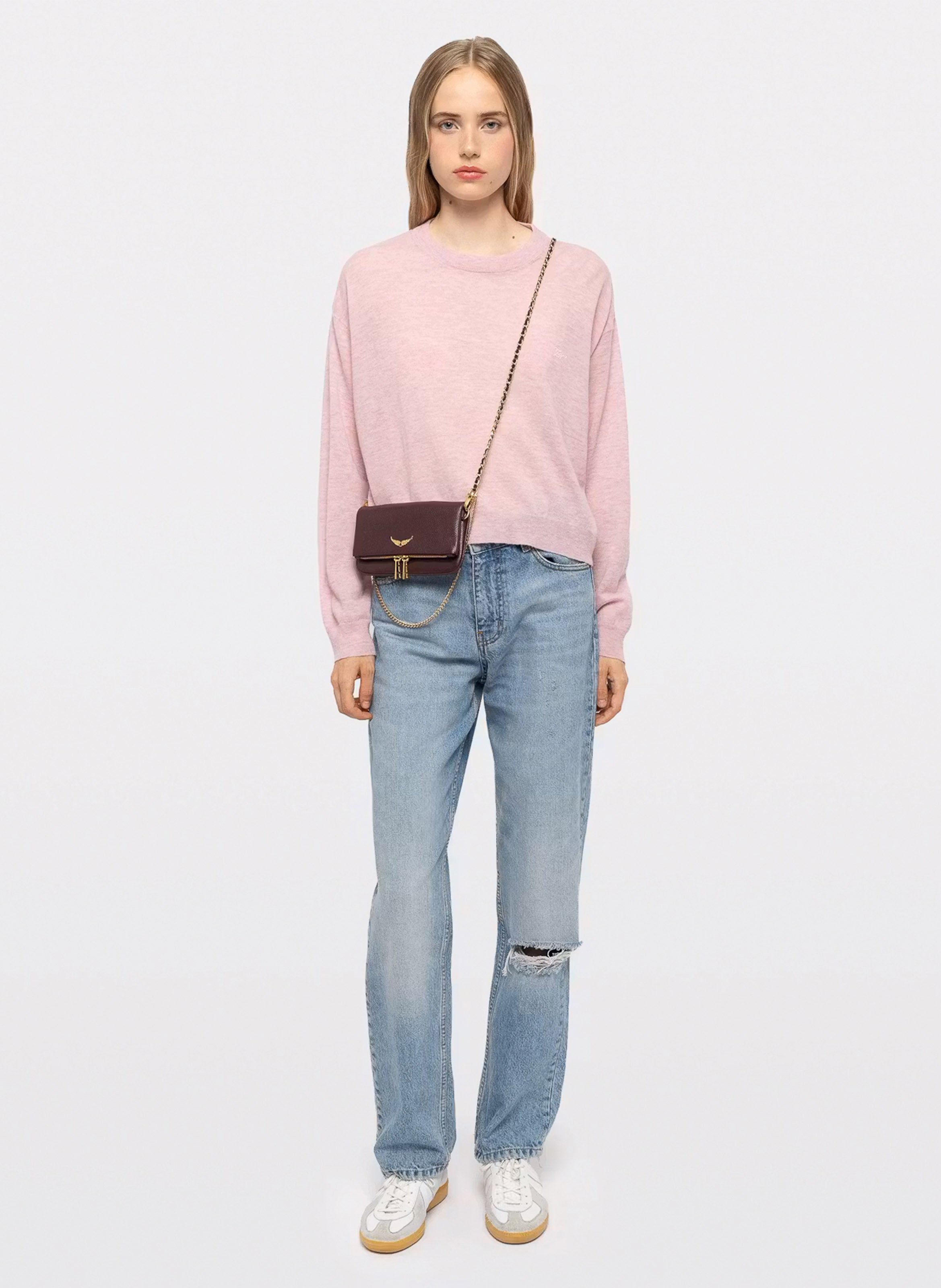Pochette à rabat bandoulière en cuir rock mini ZADIG&VOLTAIRE Violet