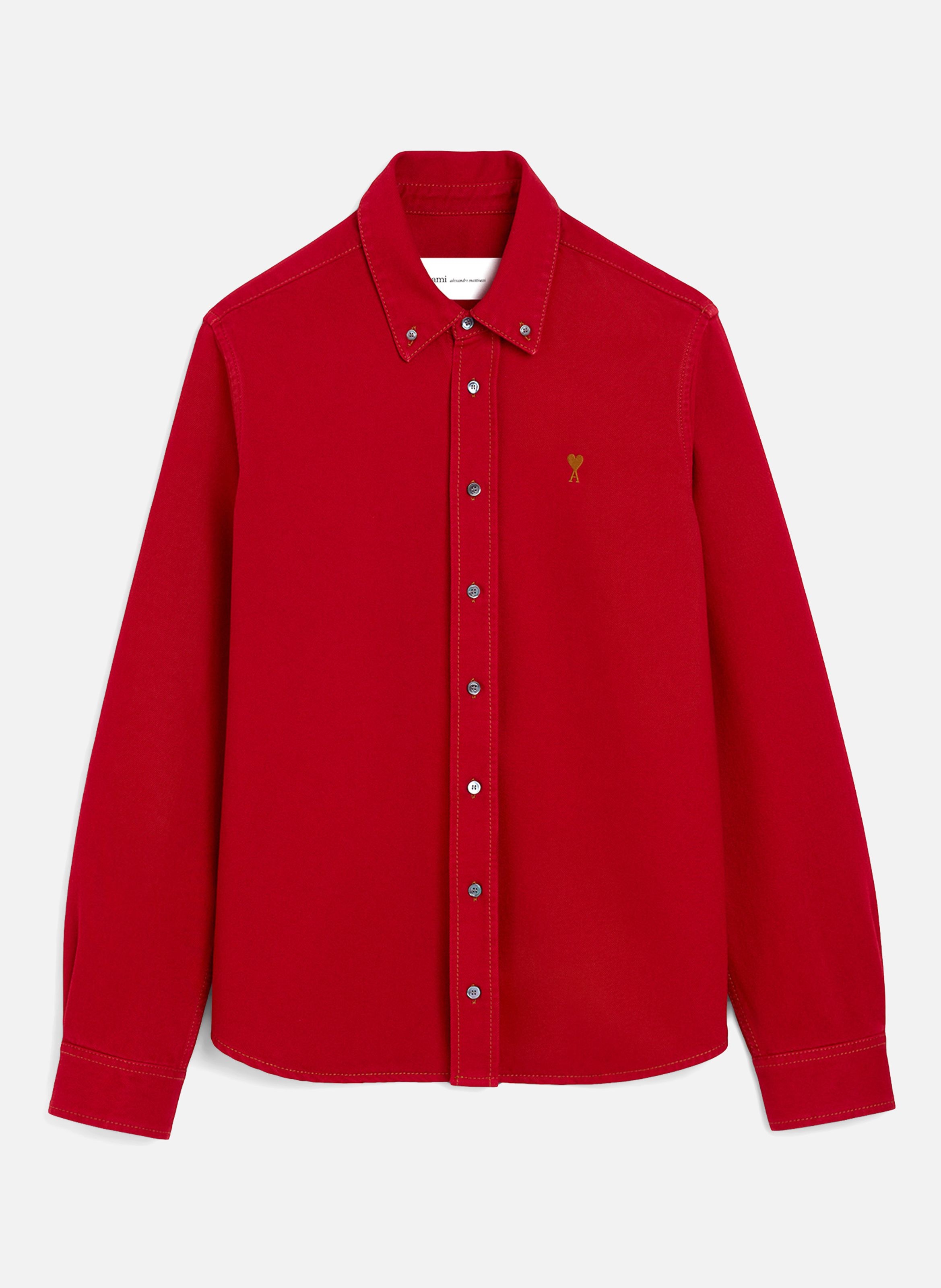 Chemise unisexe en coton ami de coeur AMI PARIS Rouge