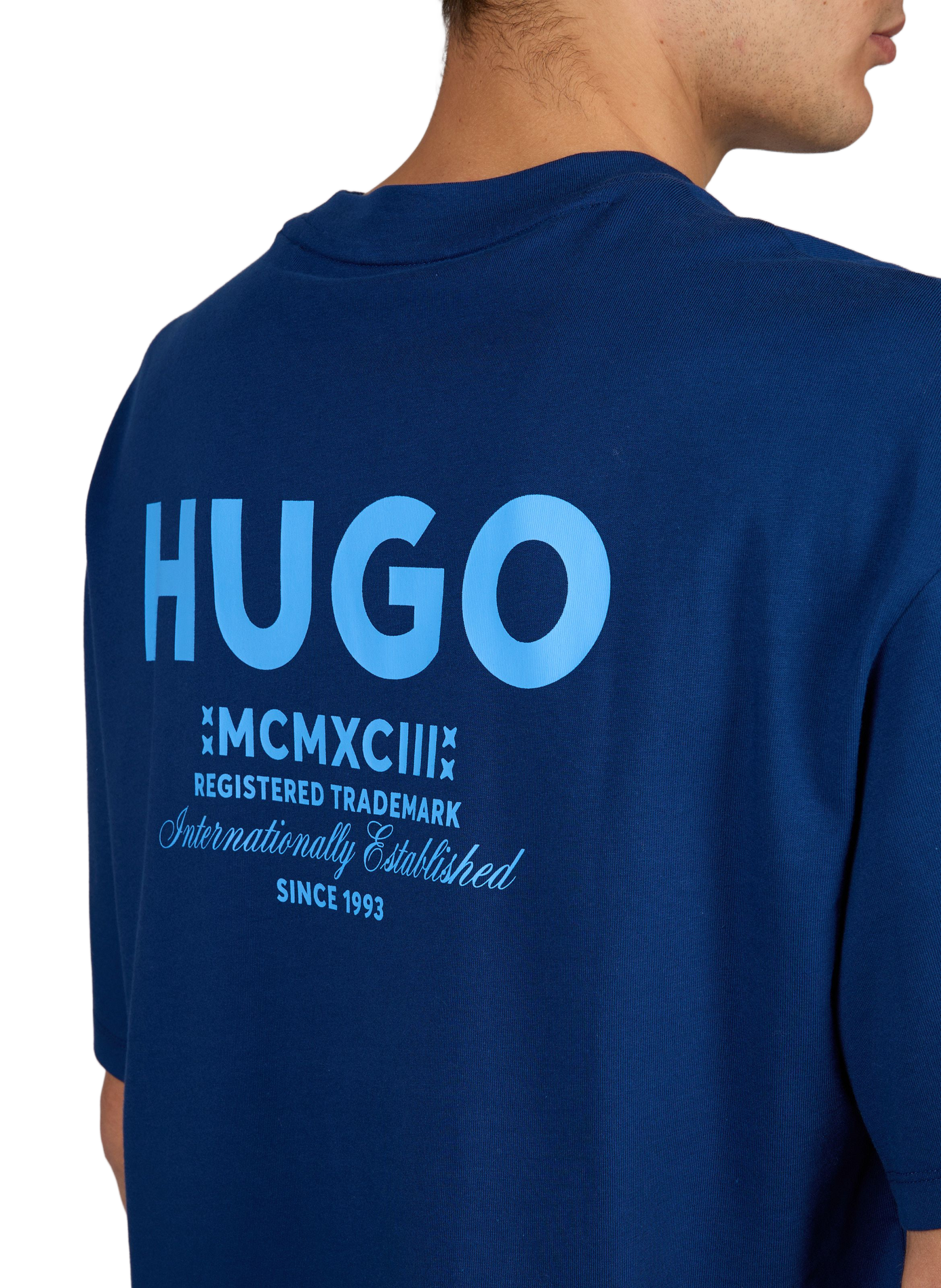 Kurzarm T-Shirt mit Baumwolldruck HUGO BLUE Blau
