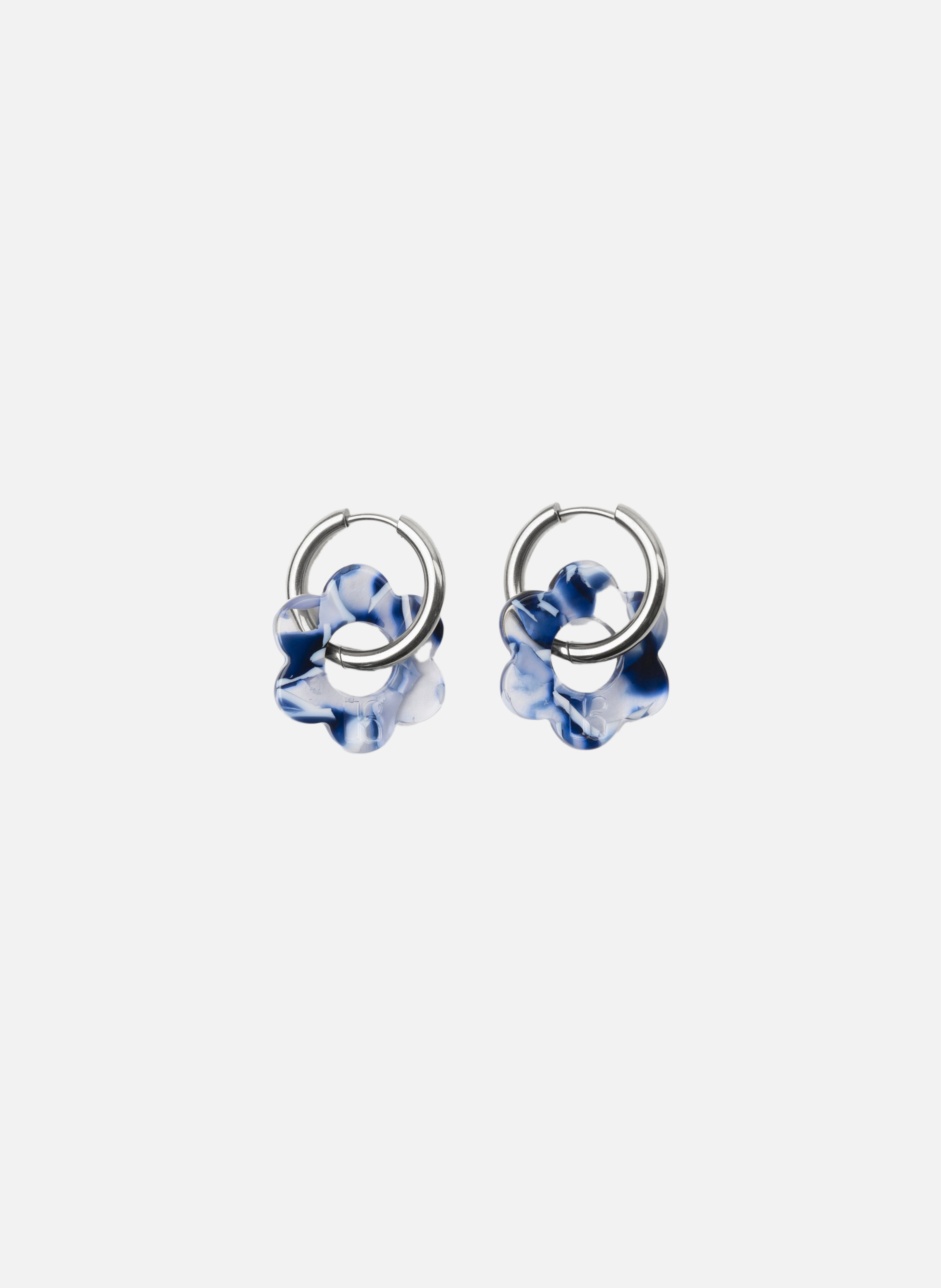 Boucles d'oreilles Baby Fleurette avec anneaux en acier inoxydable argenté  Océan