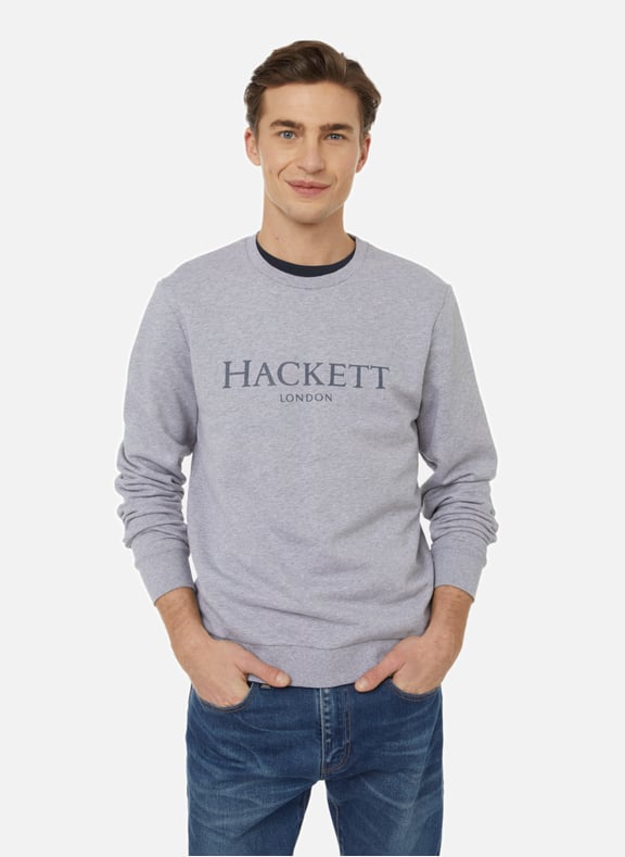 Sweat logotypé en coton Gris by HACKETT HACKETT Sweat logotypé en coton Gris