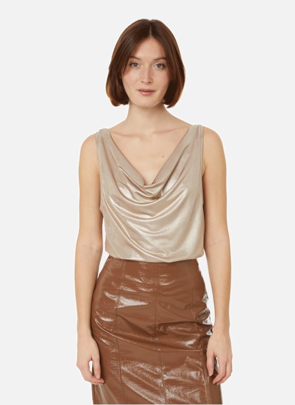 Sleeveless satin top Golden by SAISON 1865 SAISON 1865 Sleeveless satin top Golden