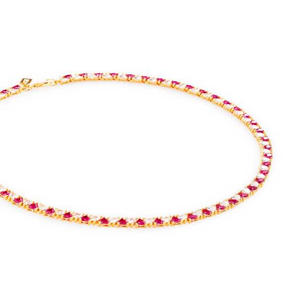 Crystal Haze Valentine Choker Necklace In Red