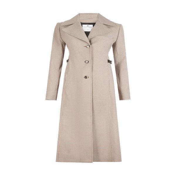 Courrèges Wool-blend Check Coat In Neutral
