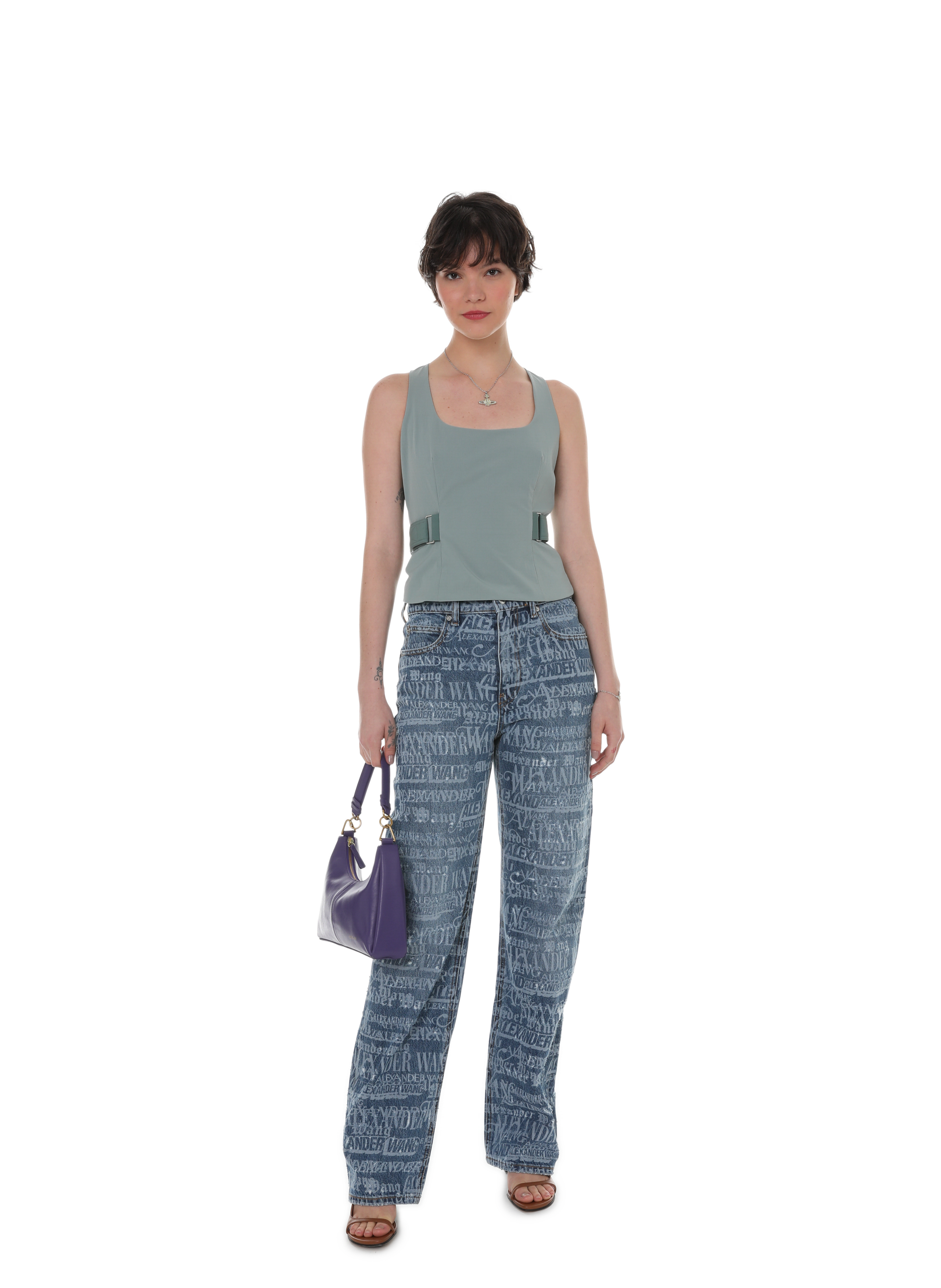 Jean droit logotypé ALEXANDER WANG Bleu