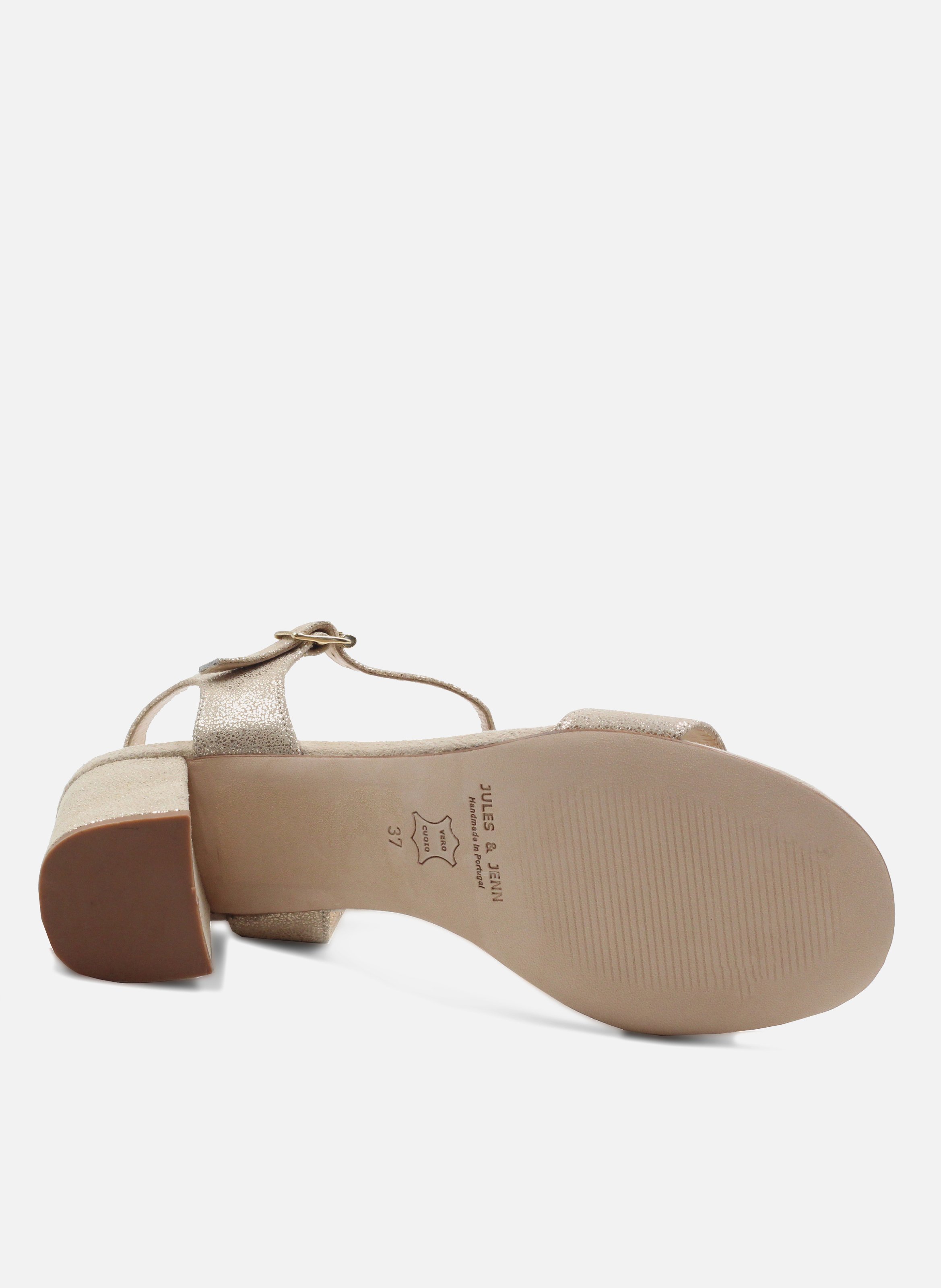 Sandales à talon cuir métalisé JULES & JENN Doré