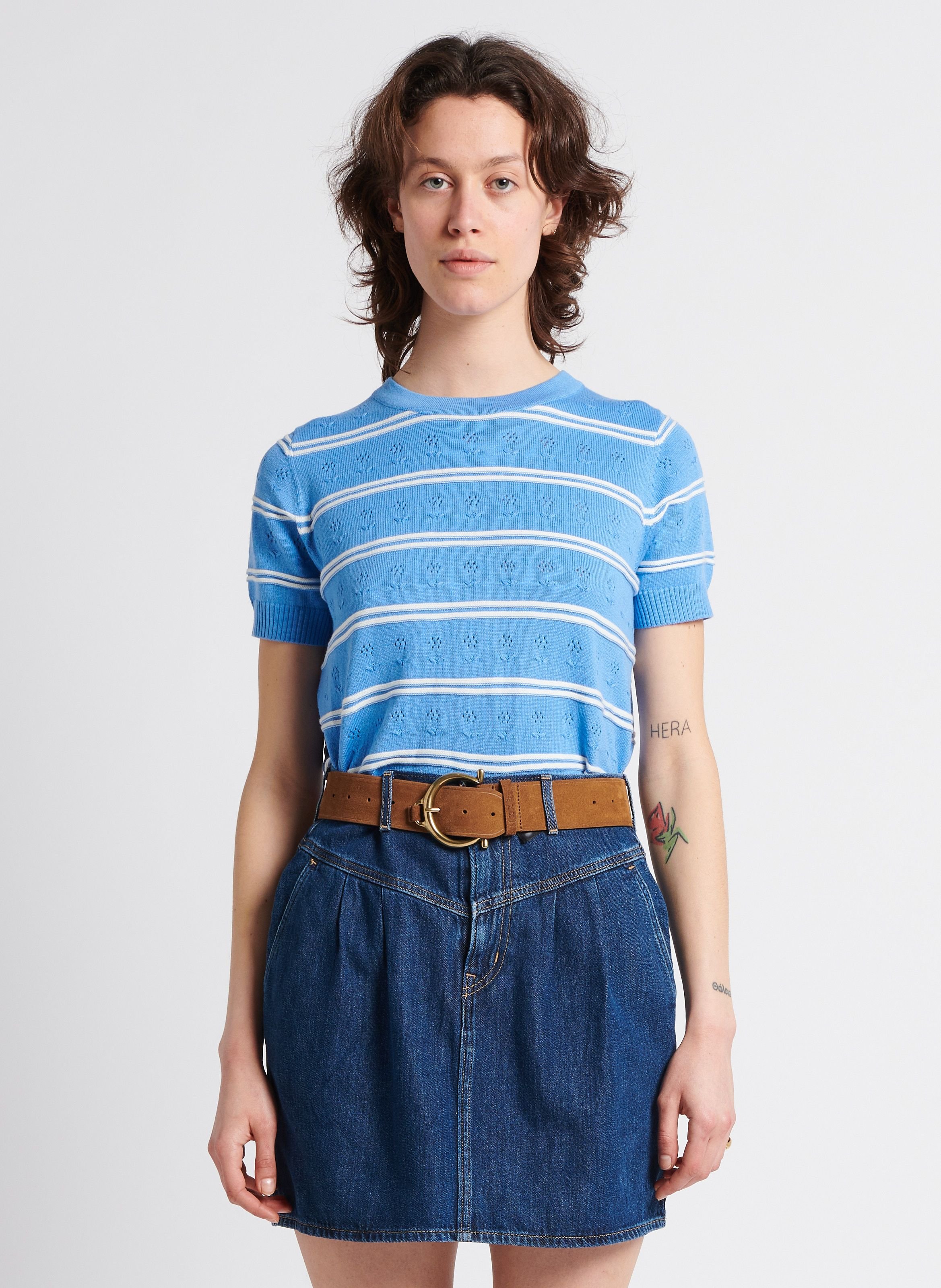 Ceinture en cuir velours IKKS Marron