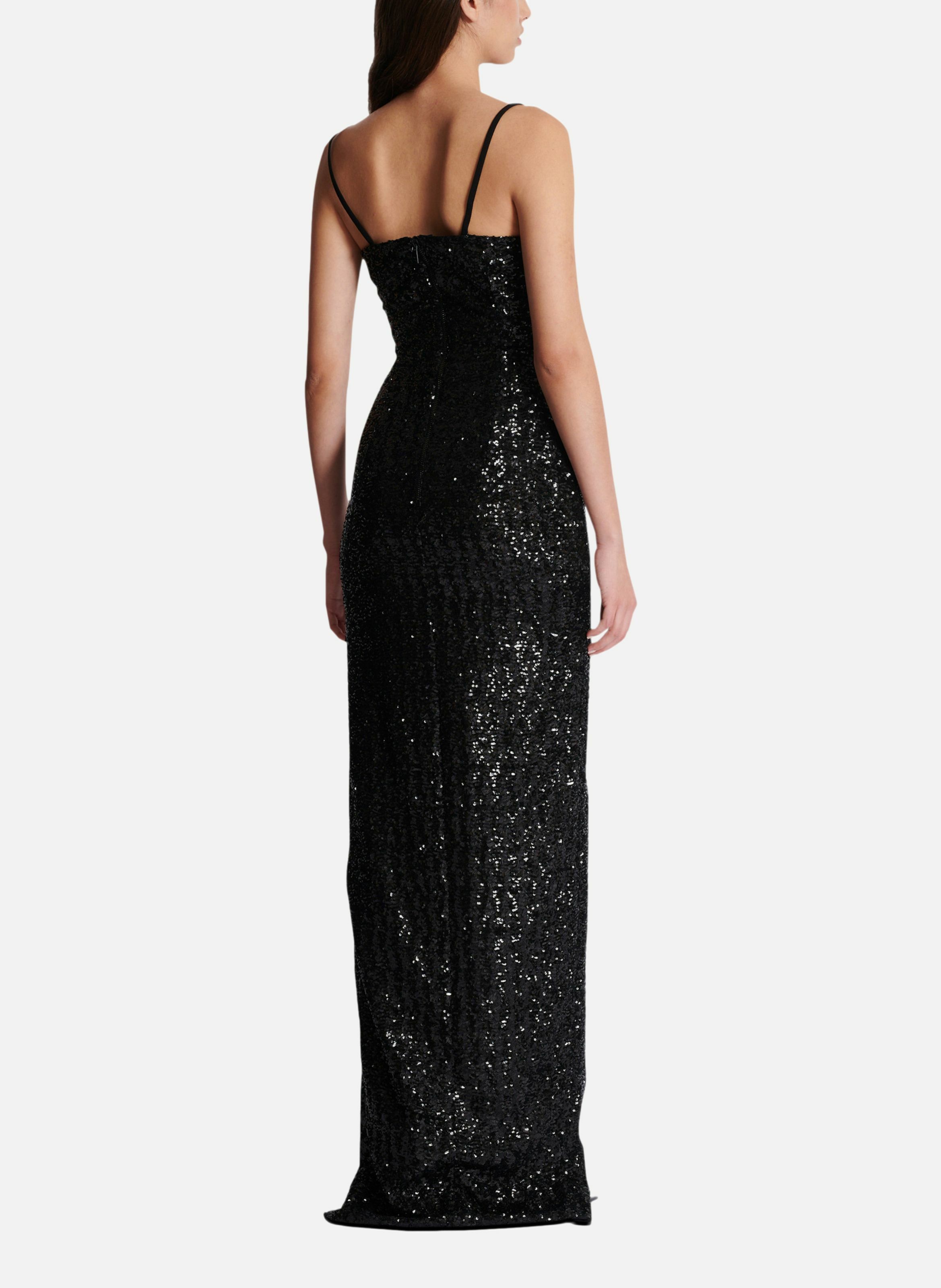 Robe longue en sequins brodés palmier | Noir BALMAIN Femme