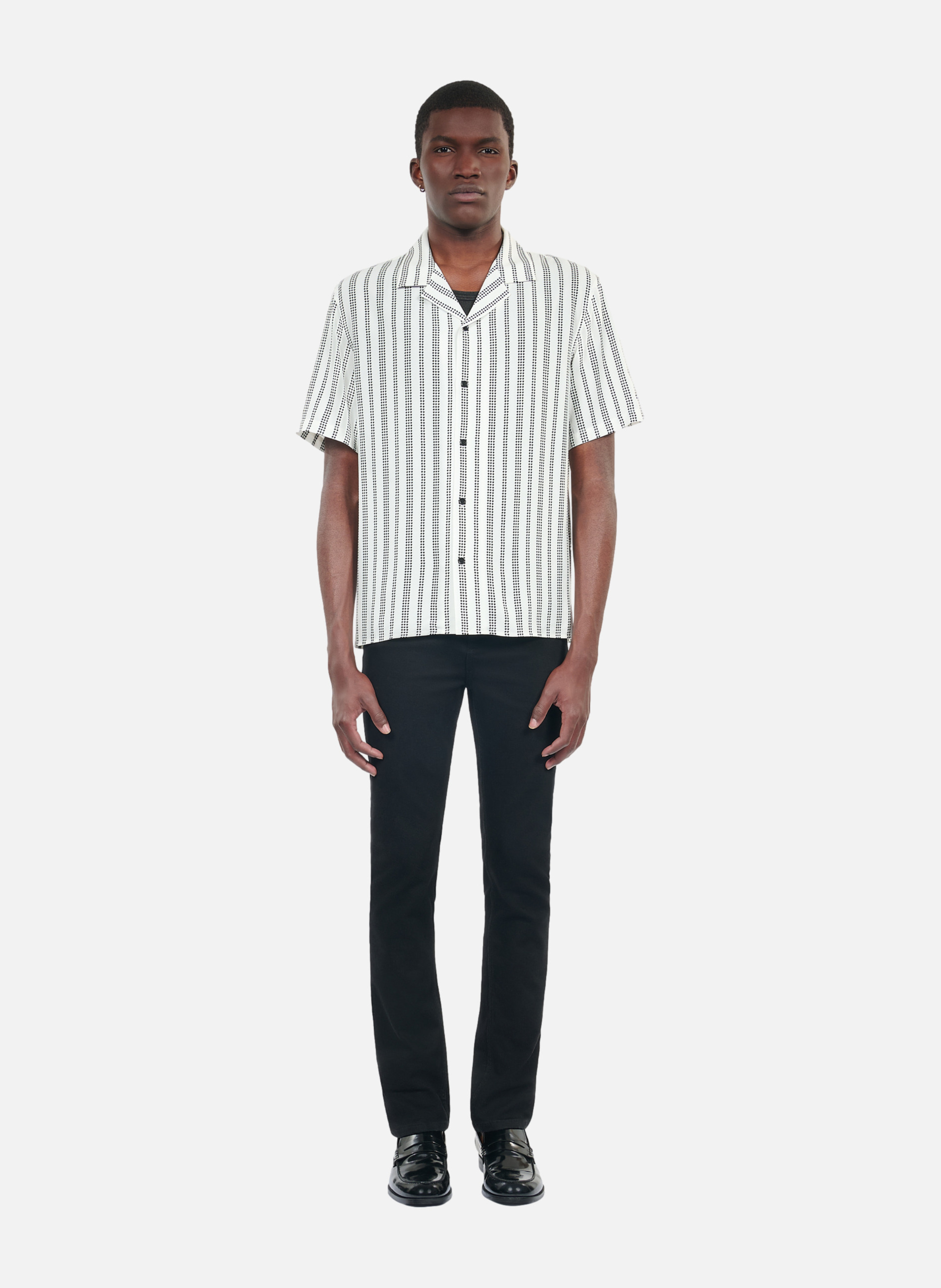 Chemise imprimée à manches courtes Beige