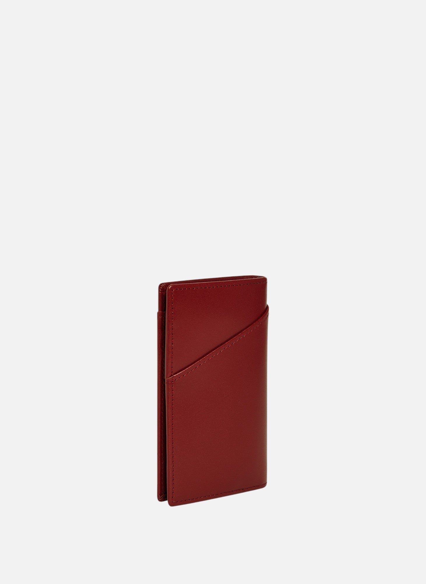 Porte cartes vertical charlotte en cuir lisse LE TANNEUR Rouge