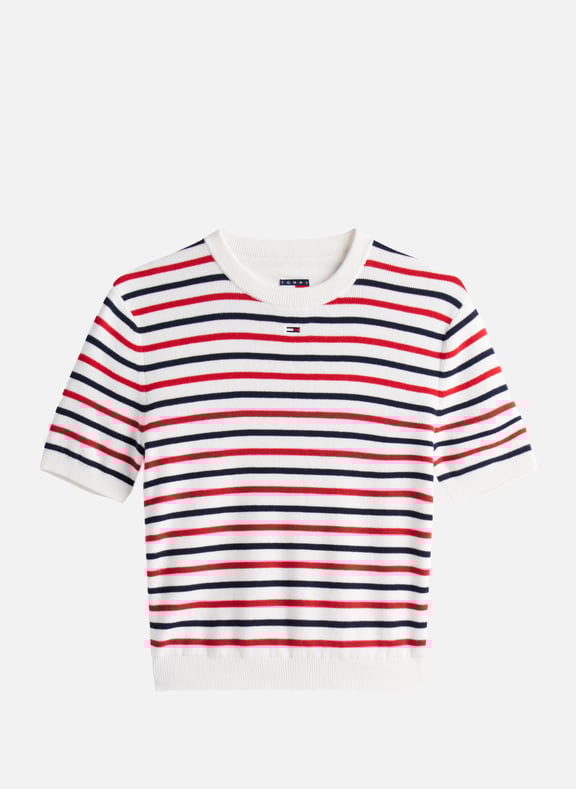Fitted short-sleeve sweater Multicolour by TOMMY HILFIGER TOMMY HILFIGER Fitted short-sleeve sweater Multicolour