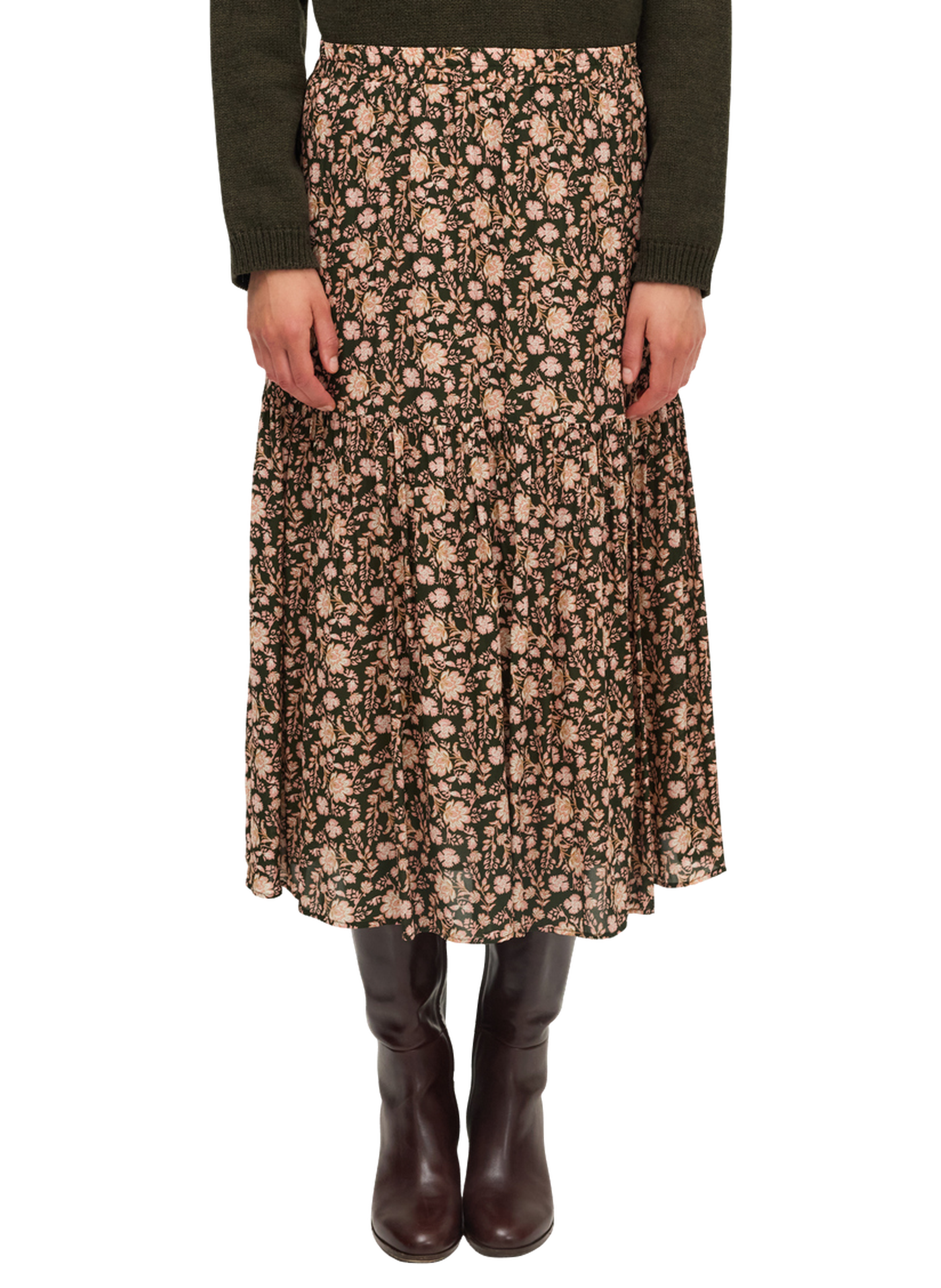 Jupe mi-longue imprimée - bilge PABLO Vert