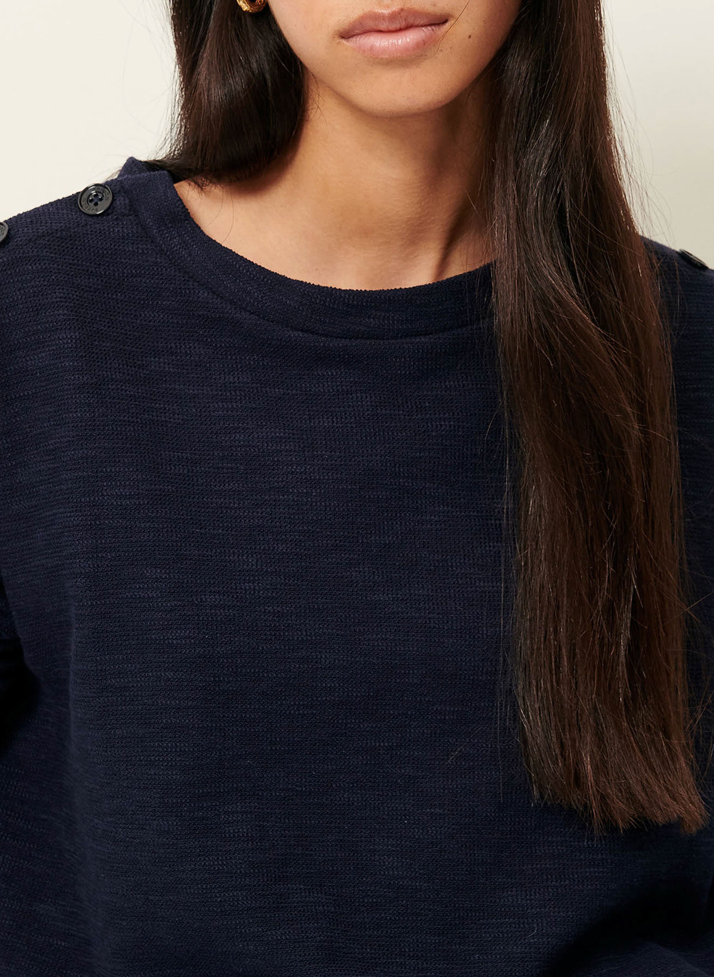 Sweat ample col rond en coton mélangé austin SESSUN Bleu