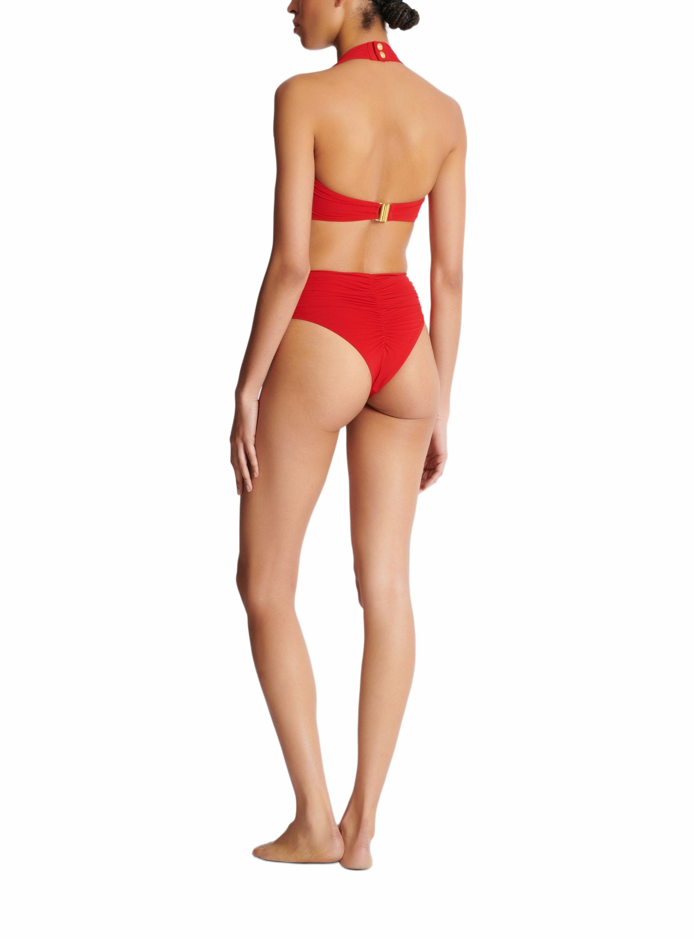 Maillot de bain deux pièces uni BALMAIN Rouge