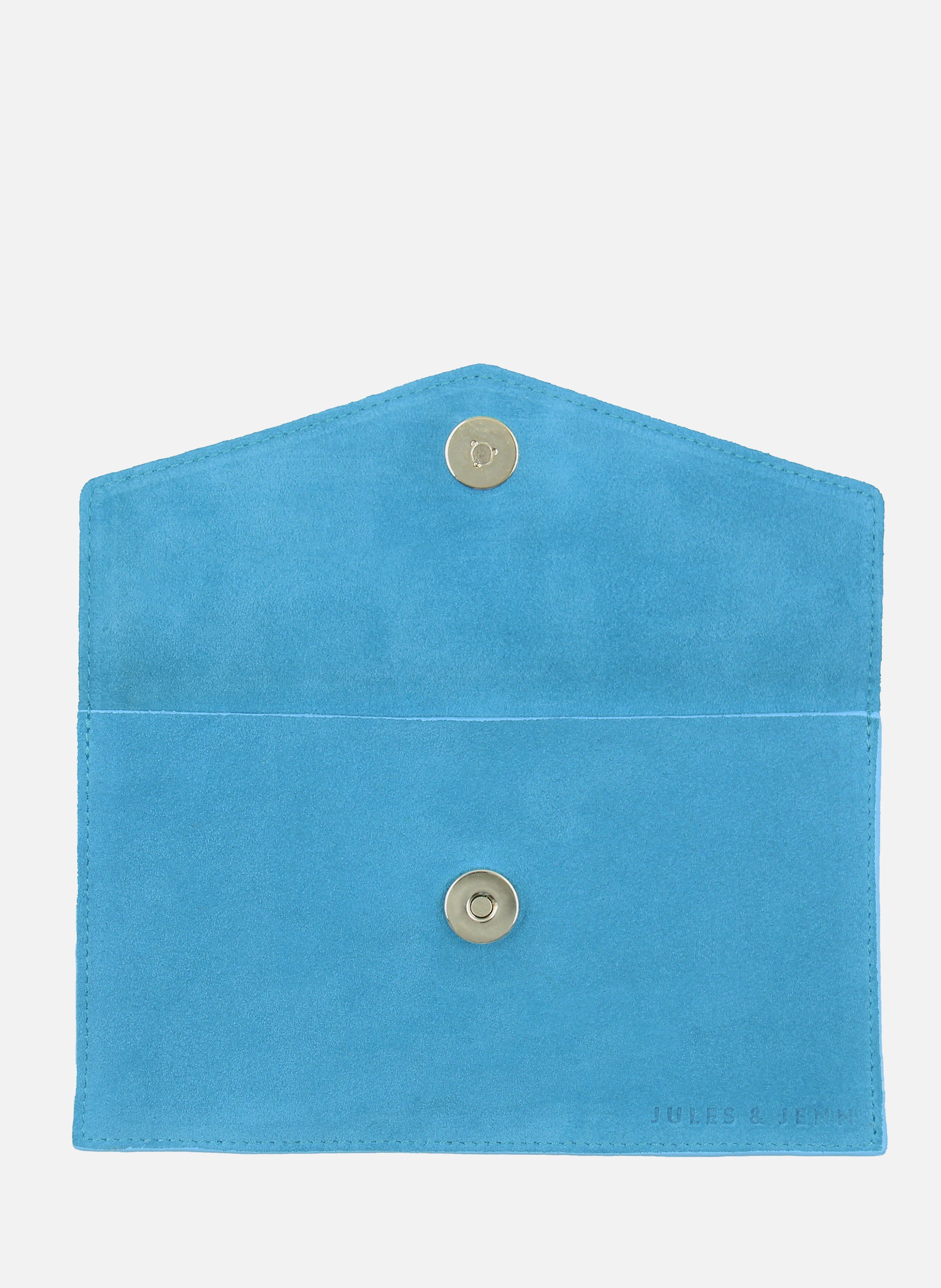 Pochette enveloppe cuir daim upcyclé JULES & JENN Bleu