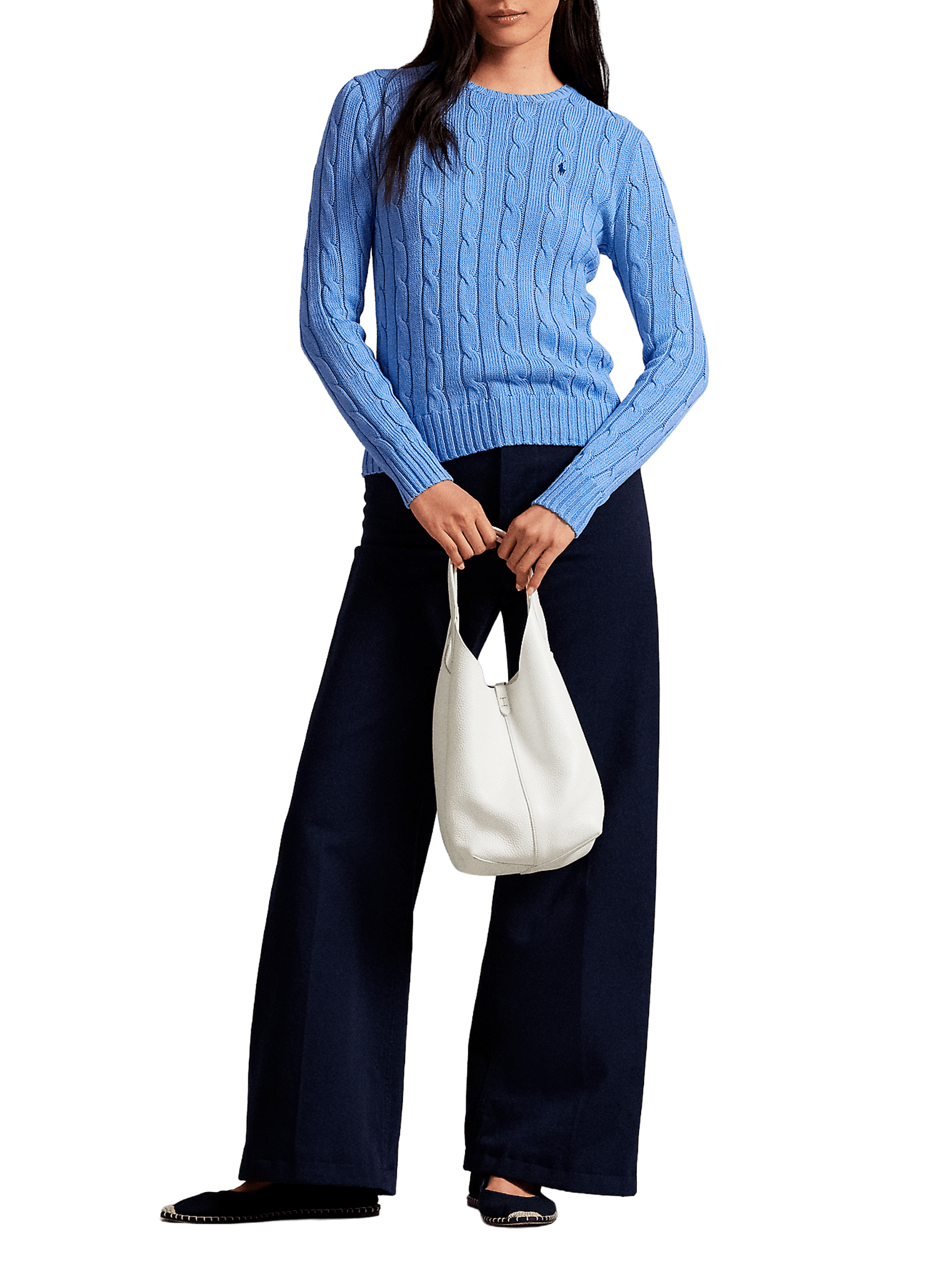 Pull col rond en coton POLO RALPH LAUREN Bleu