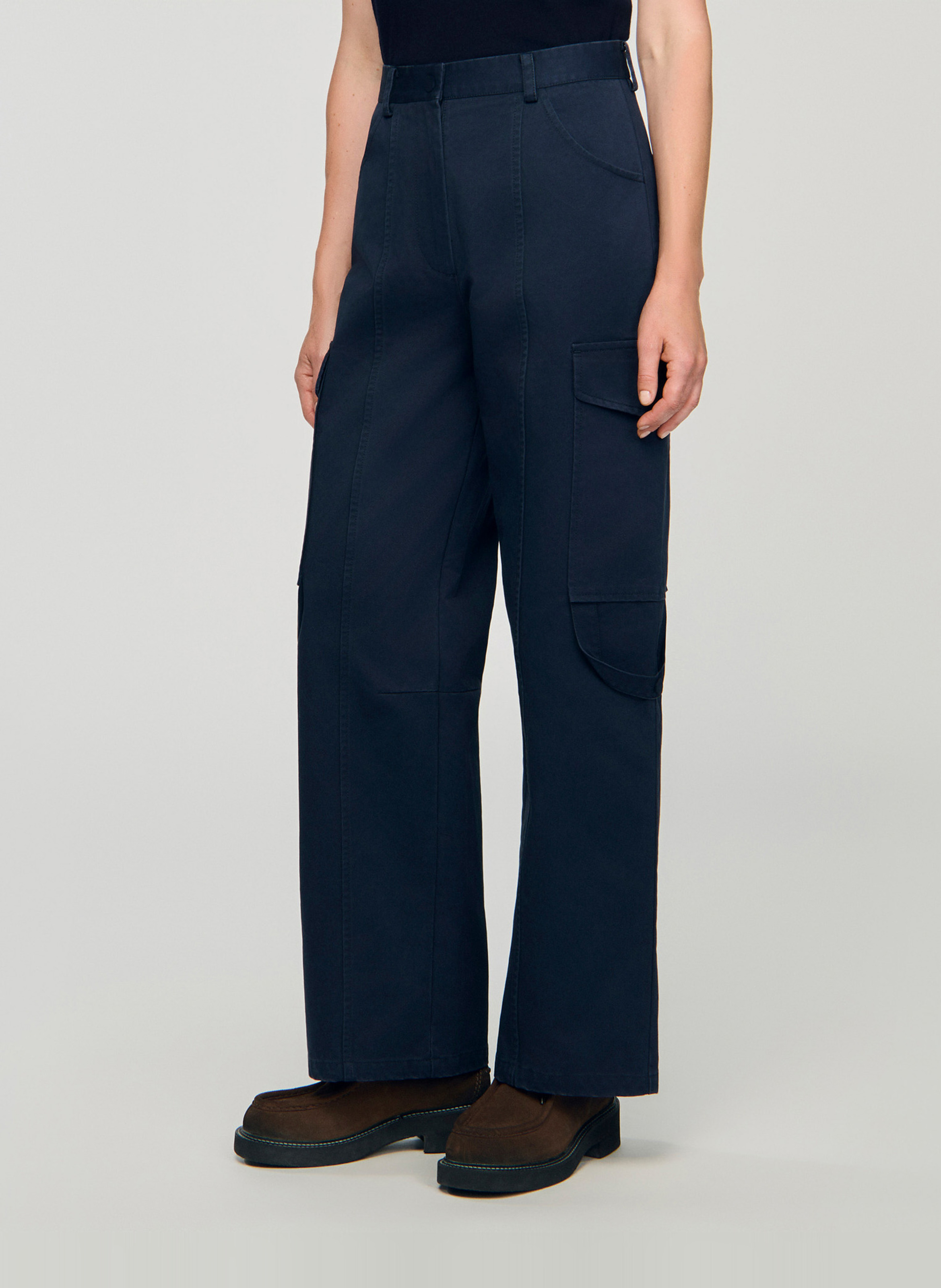 Pantalon cargo en coton SANDRO Bleu