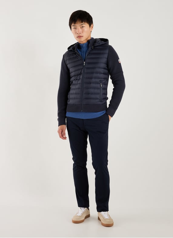 Veste droite bi-matière | Bleu by JOTT Veste droite bi-matière Bleu