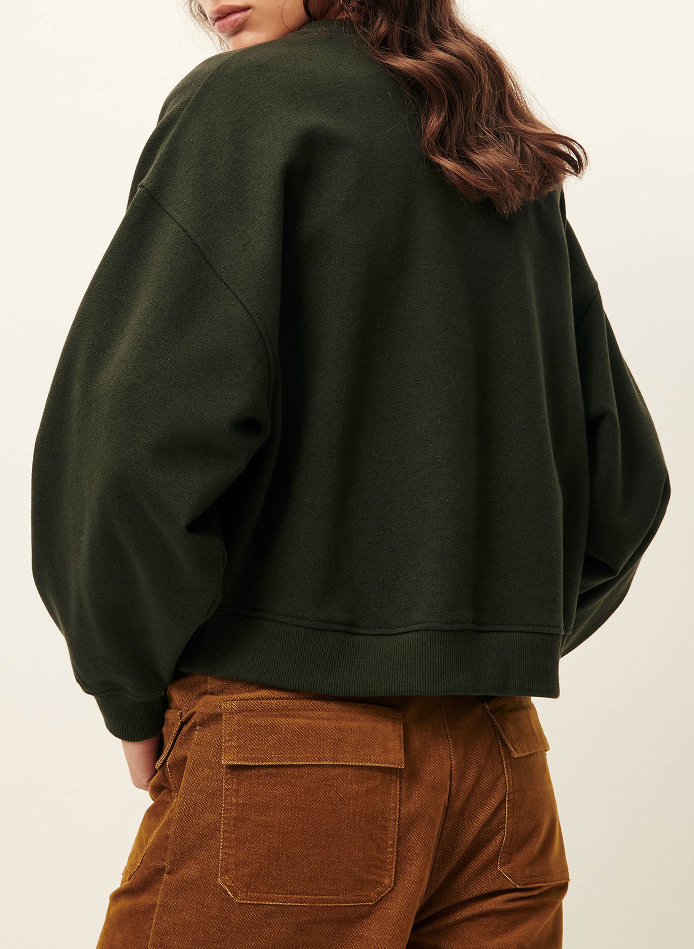 Sweat oversize col rond en coton mélangé yuki SESSUN Marron