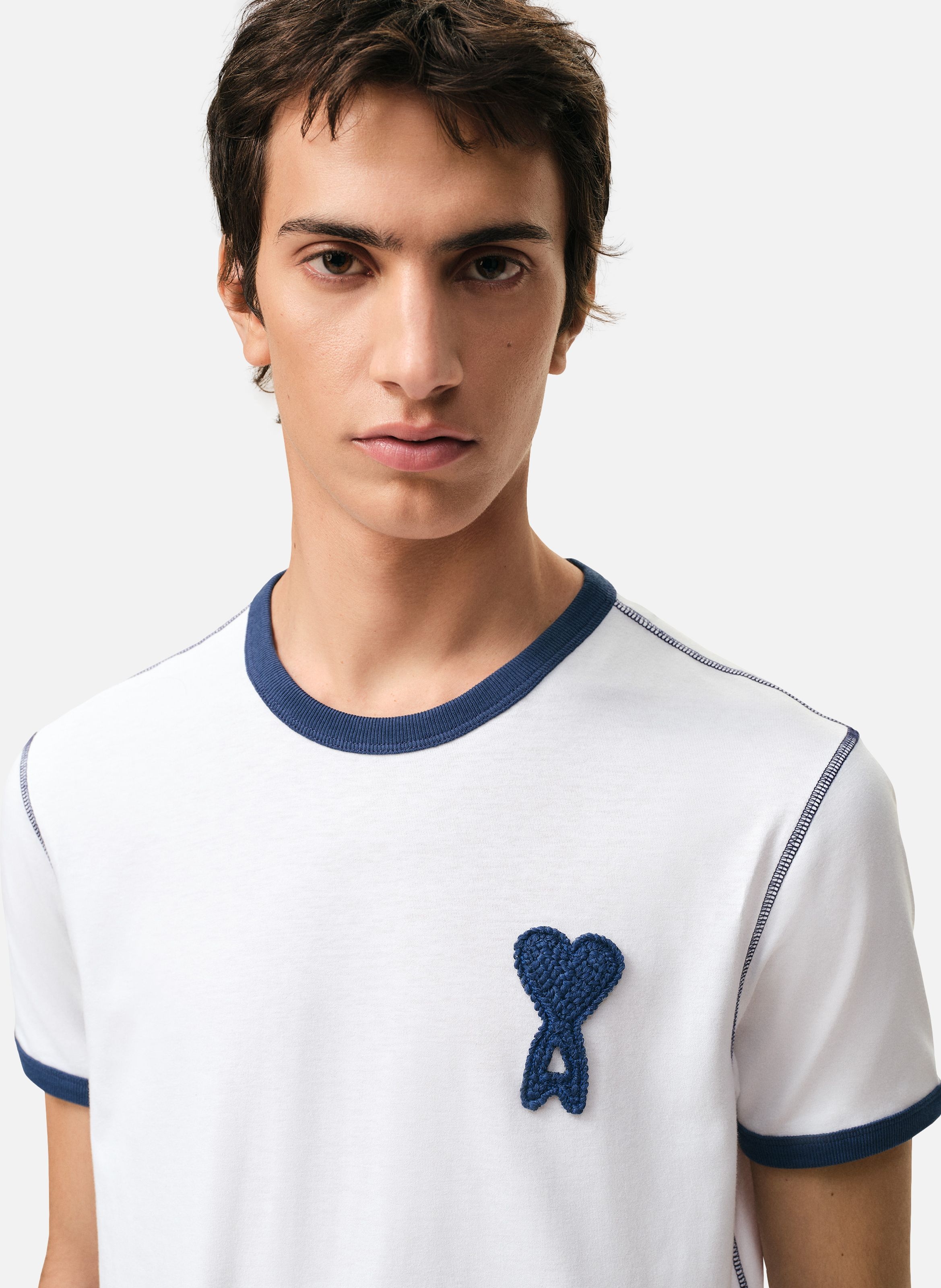 T-shirt ami de coeur en crochet unisexe en coton AMI PARIS Blanc