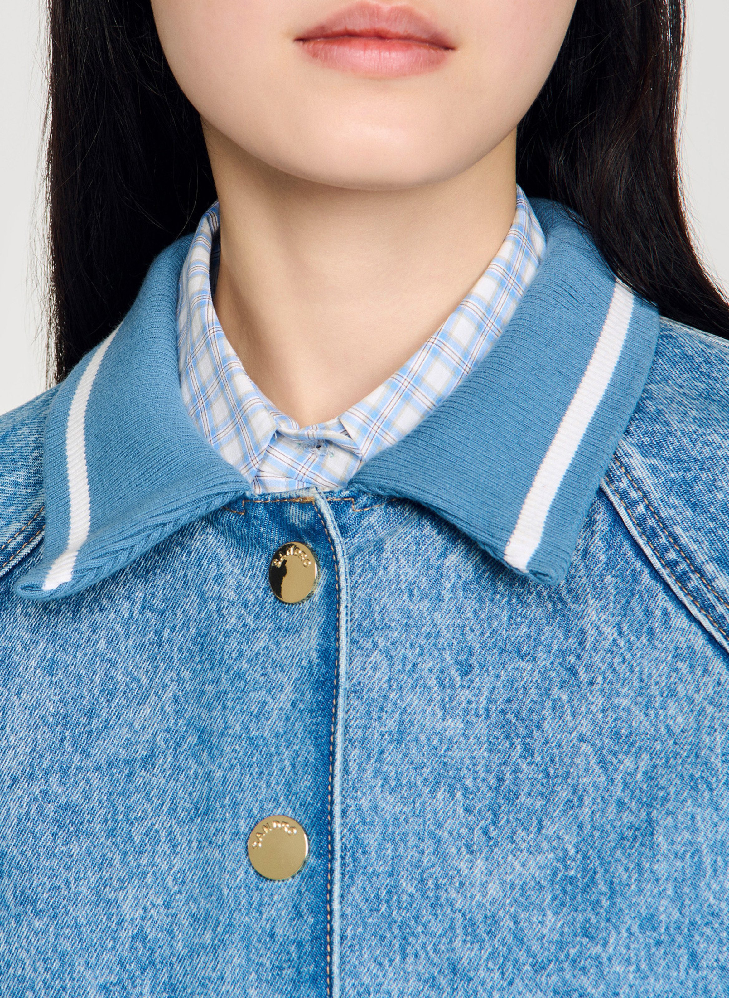 Blouson oversize col classique en coton SANDRO Bleu