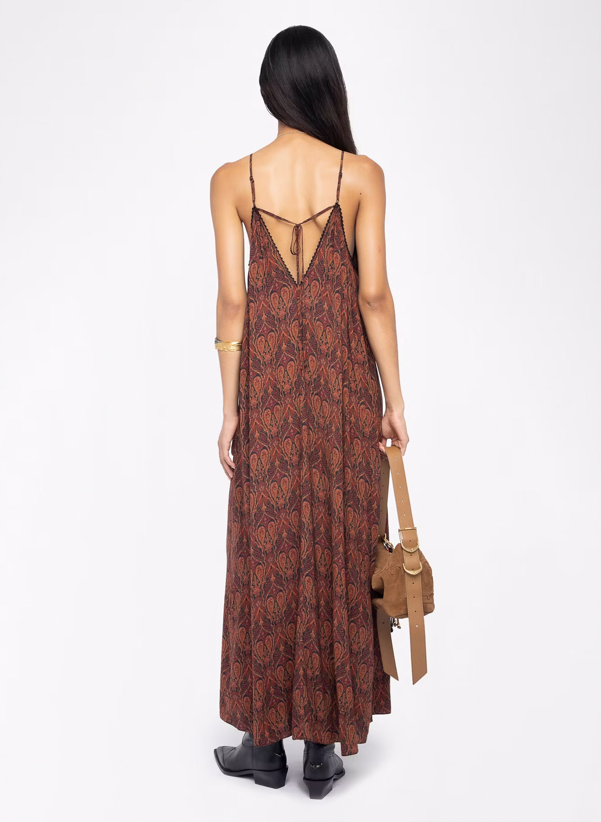 Robe longue imprimée col v ristym ZADIG&VOLTAIRE Noir