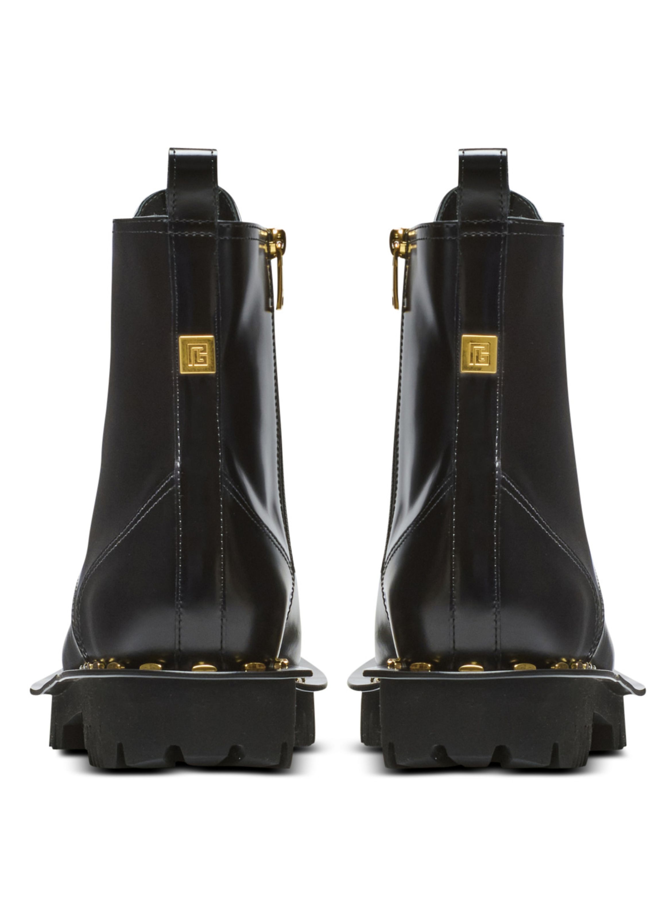 Boots ranger en cuir glacé BALMAIN Noir
