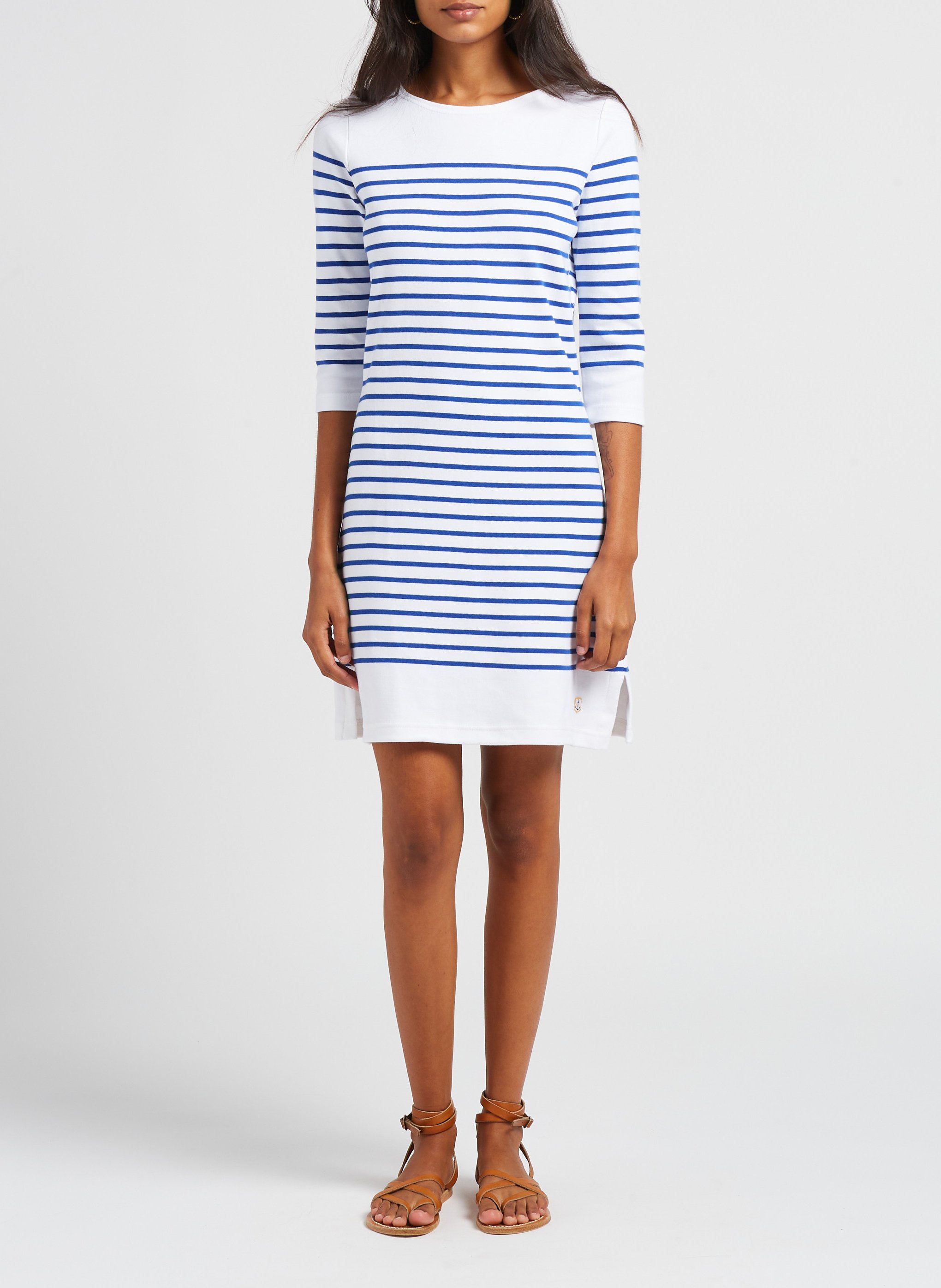 Robe col rond en coton rayé ARMOR-LUX Blanc