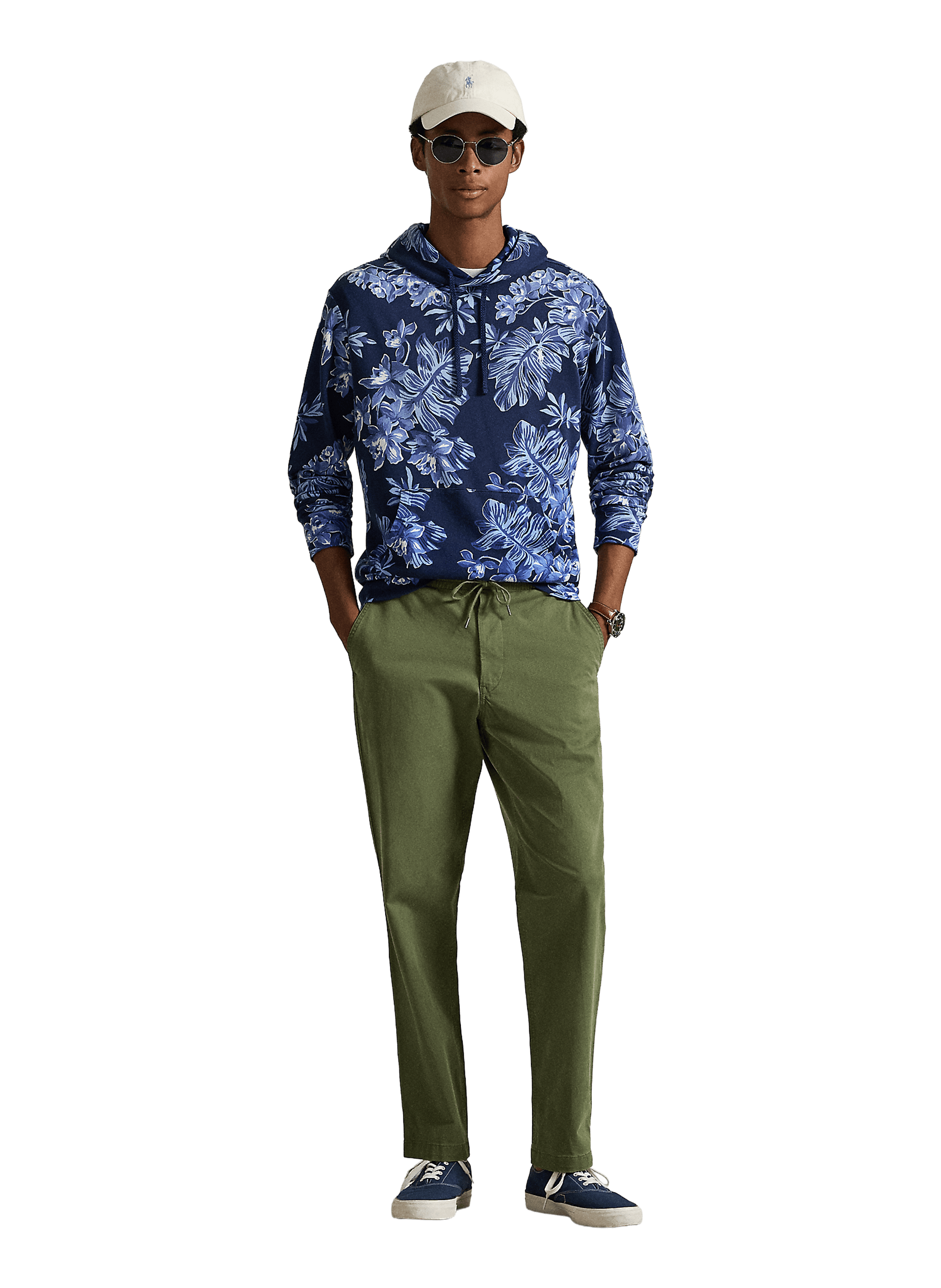 Pantalon droit taille élastiquée en coton POLO RALPH LAUREN Vert