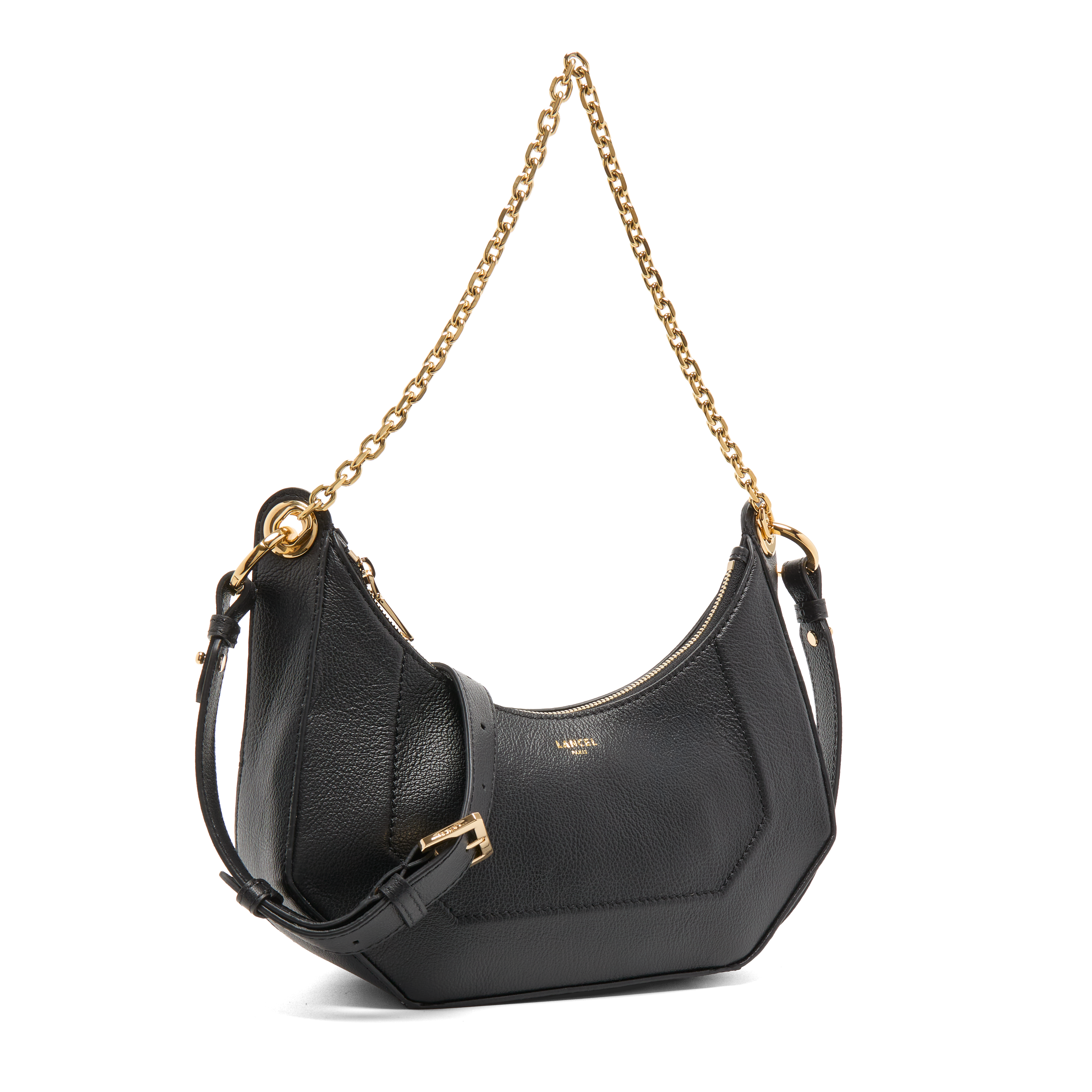 Sac zippé m double porté croisette de lancel en cuir LANCEL Noir