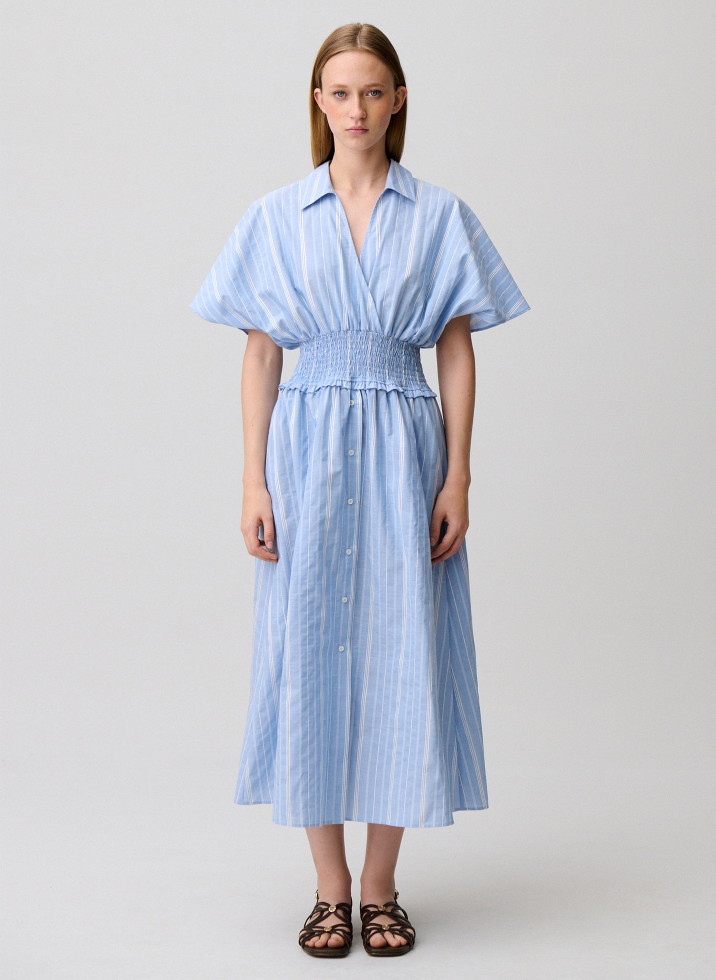 Robe longue col v à rayures CLAUDIE PIERLOT Multicolore