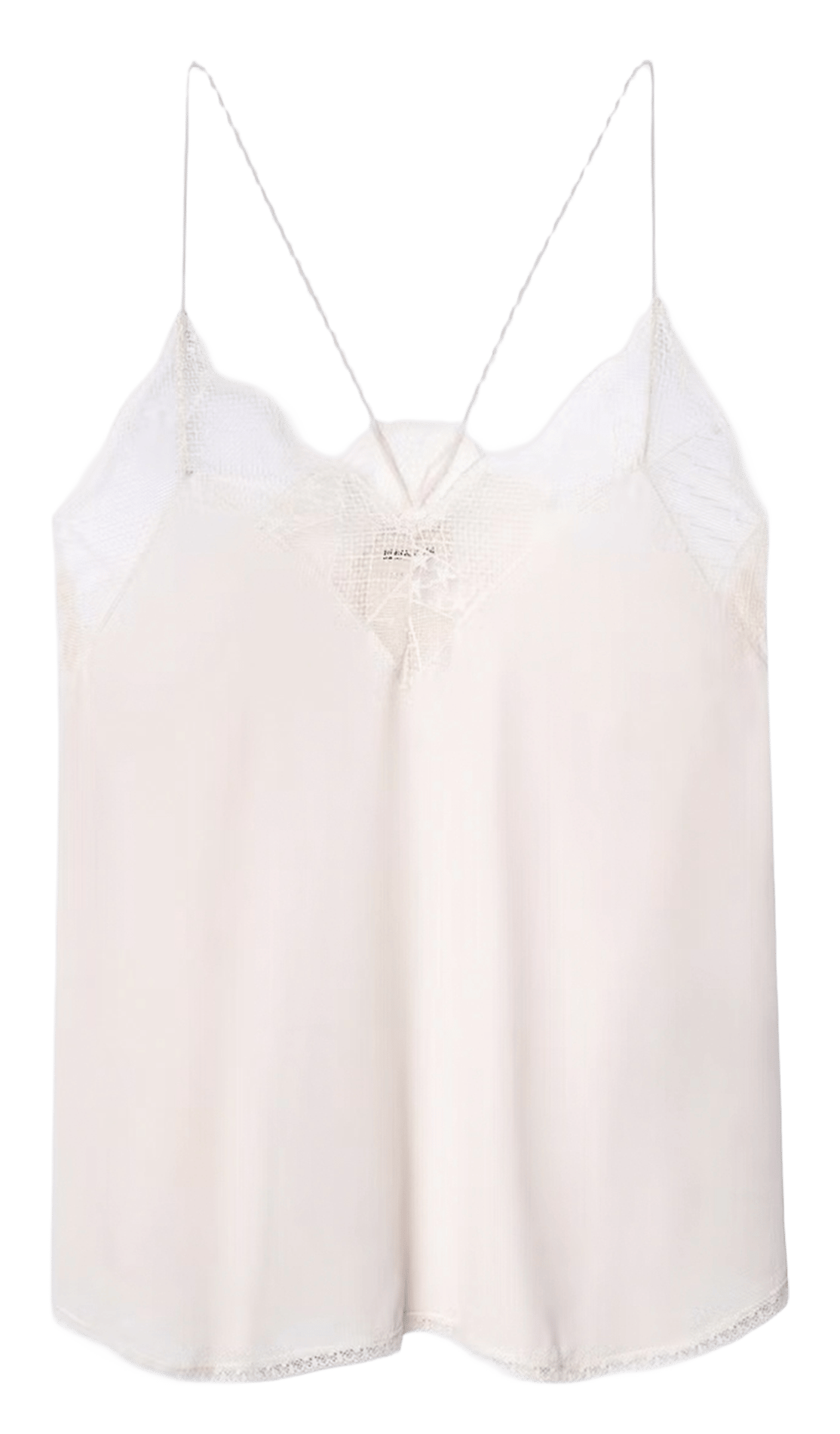 Débardeur uni à dentelle en soie christy ZADIG&VOLTAIRE Blanc