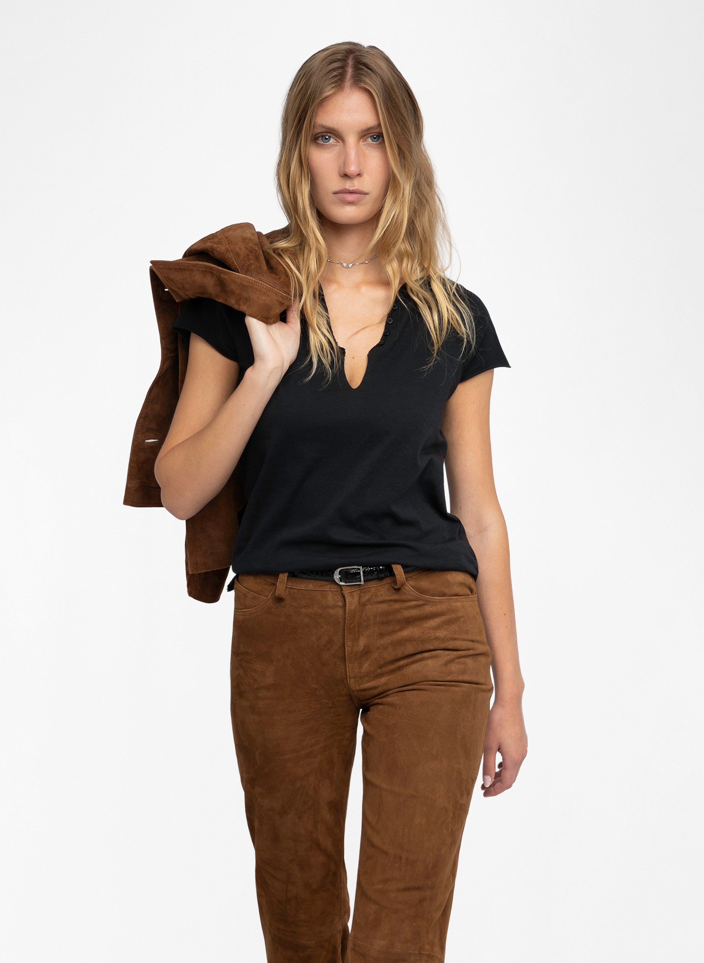 Tee-shirt droit en coton bio tuni Noir