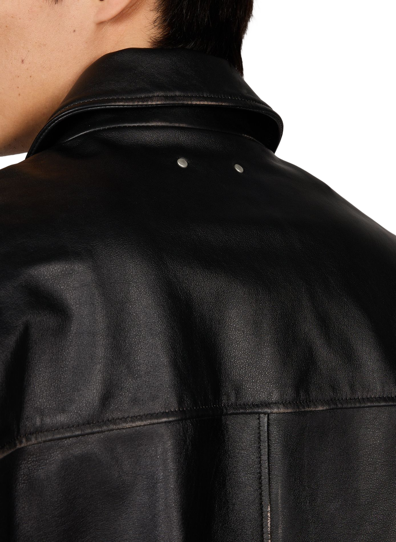 Veste à ourlet élastiqué en cuir  SSSTEIN Noir