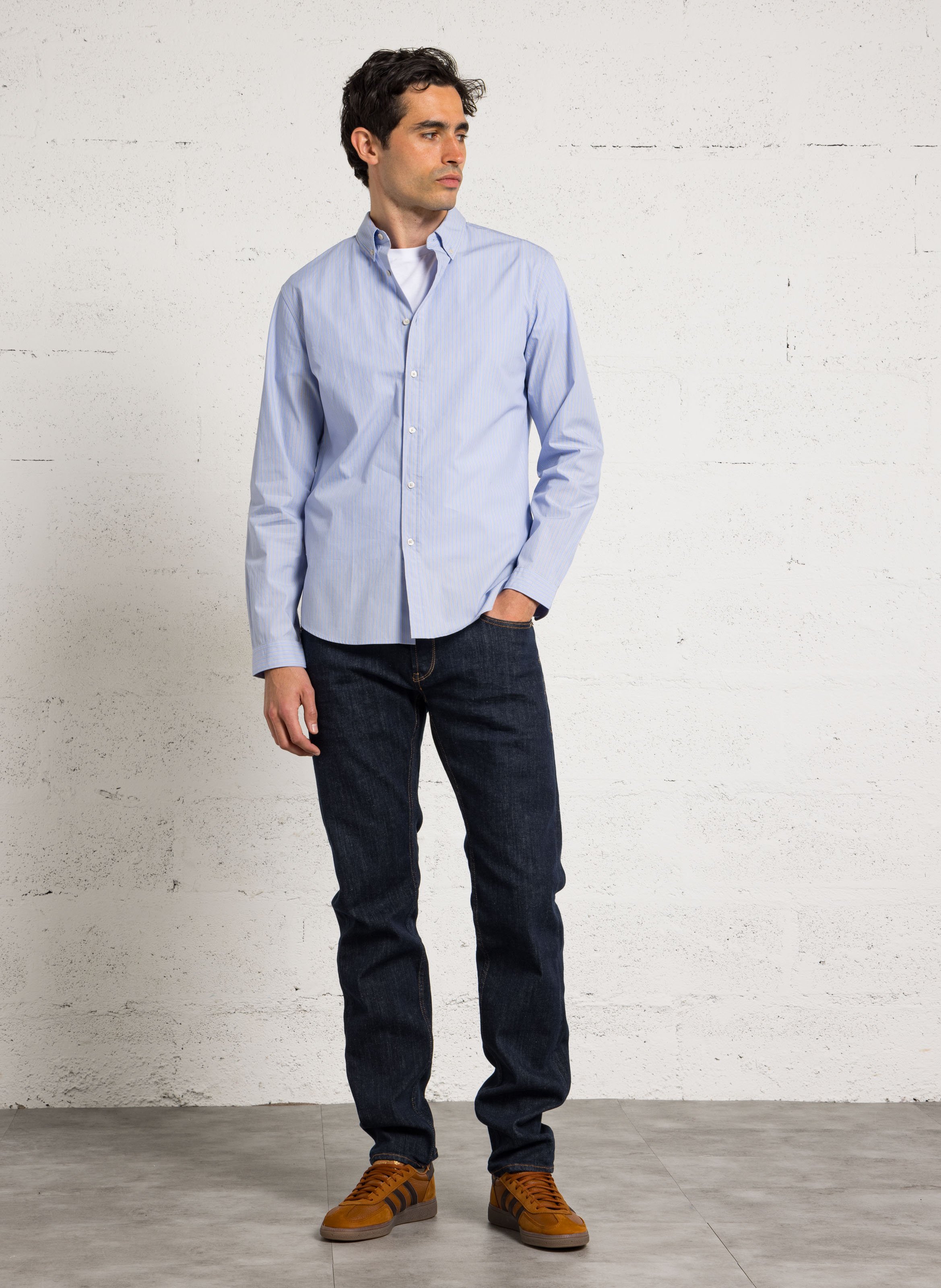 Chemise regular-fit en coton IKKS Bleu