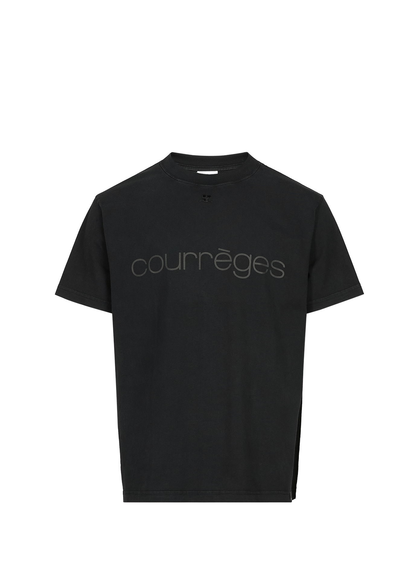 Gerader Baumwoll-T-Shirt COURRÈGES Schwarz